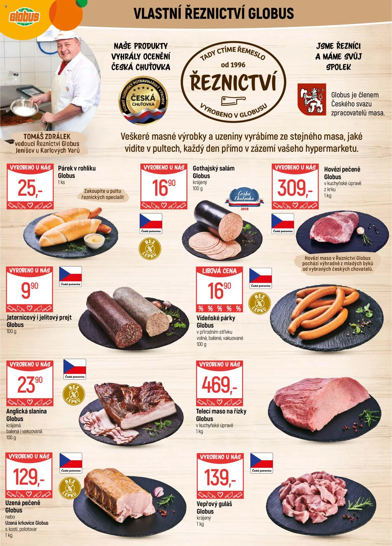 Globus leták - Karlovy Vary od 14.01.2026 | Strana: 5 | Produkty: Globus, Uzeniny, Gothajský salám, Krkovice