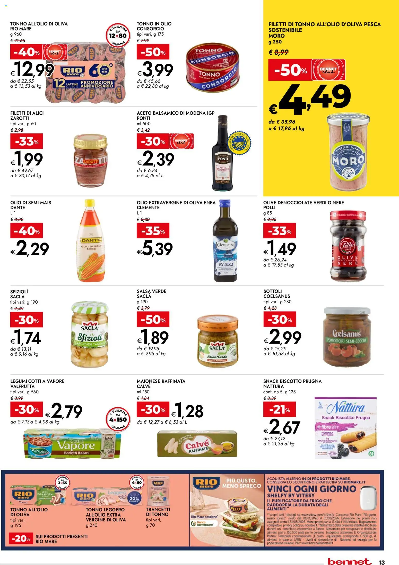 Volantino bennet del 15.01.2026 | Pagina: 13 | Prodotti: Legumi, Maionese, Pomodori, Mais