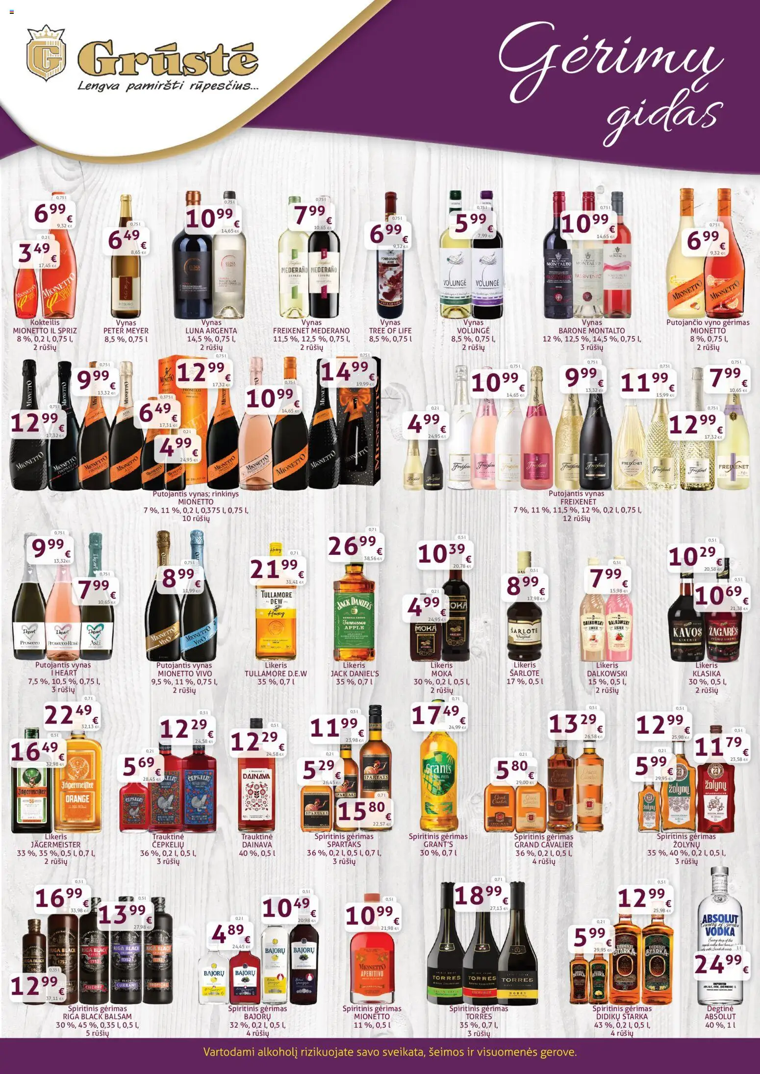 GRUSTE akcijos nuo 11.04.2026 | Puslapis: 1 | Prekių: Degtinė, Vynas