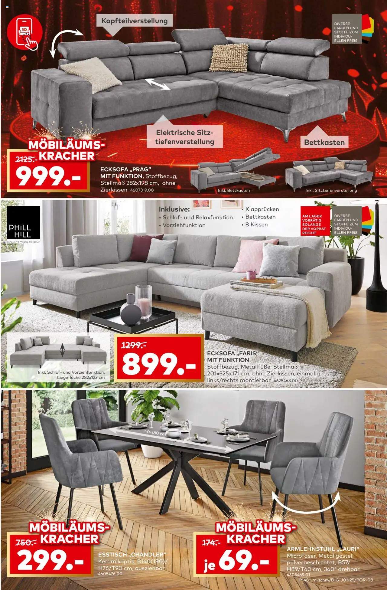 Porta! Mega Möbiläumskracher - Bad Vilbel-Dortelweil – gültig ab 21.09.2025 | Seite: 3 | Produkte: Ecksofa, Esstisch, Kissen