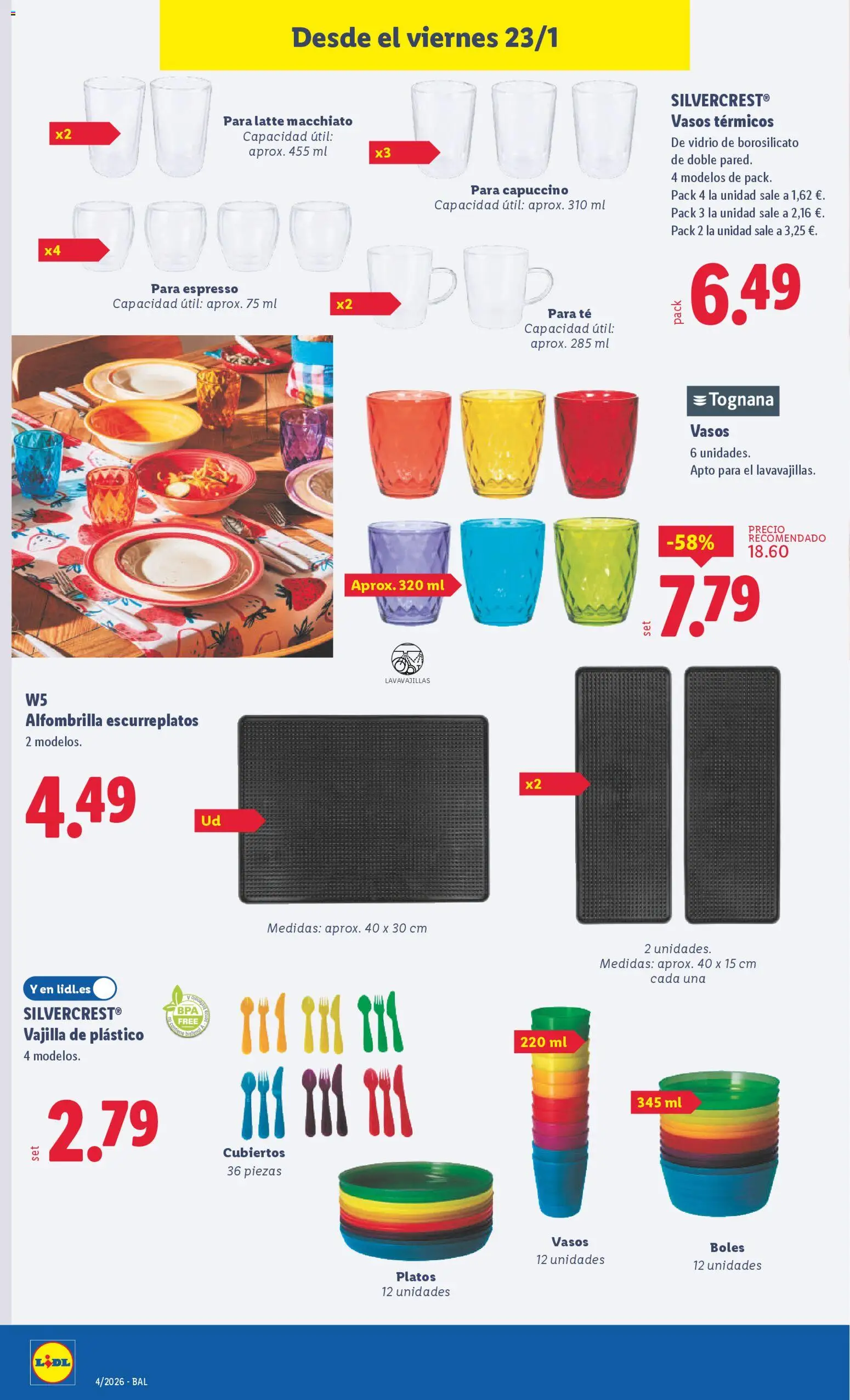 Lidl folleto de bazar │ válido desde el 19.01.2026 | Página: 26 | Productos: Alfombrilla, Vasos, Βρεφικό κρεβάτι, Lavavajillas