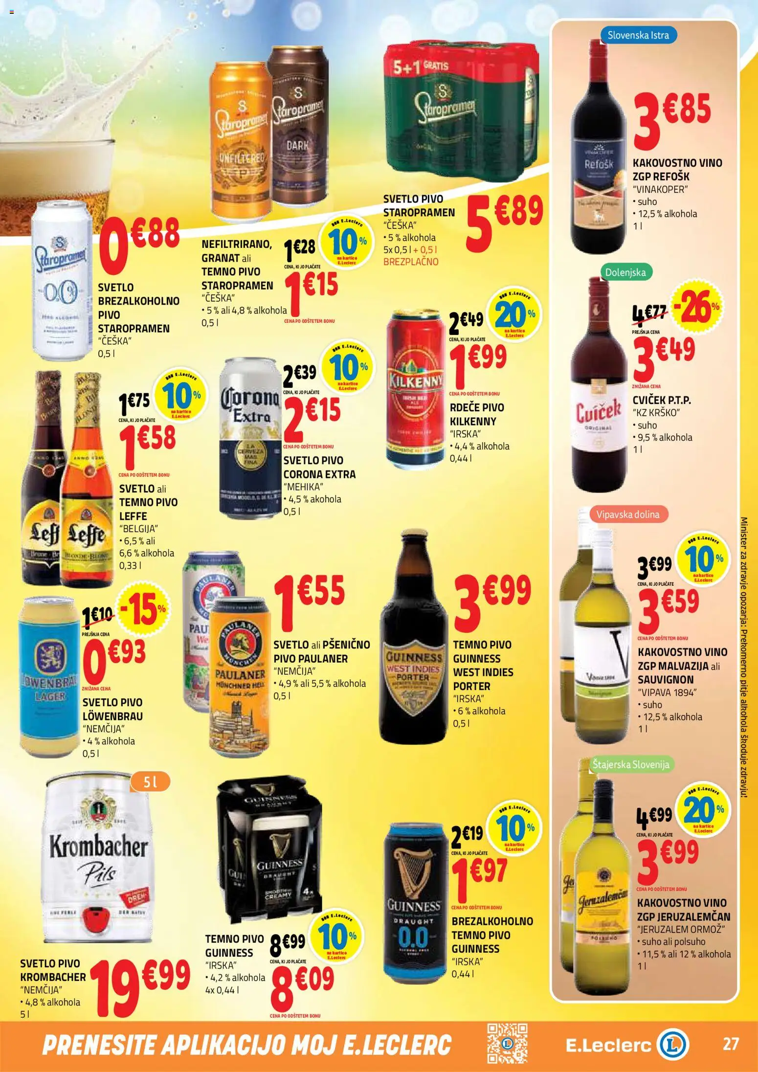 Novi E.leclerc katalog ponudbe – veljaven od 29.04.2026 | Stran: 27 | Izdelki: Vino, Pivo