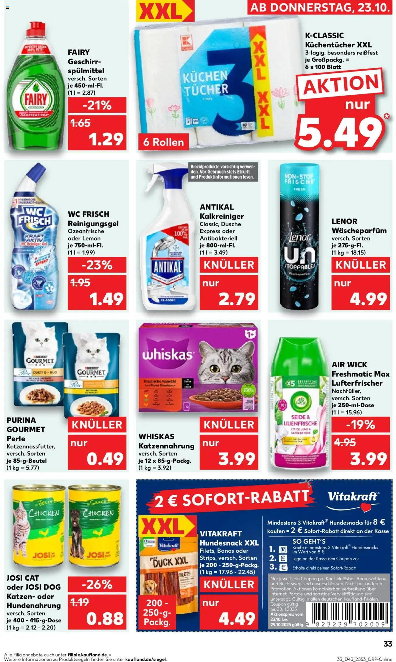 Kaufland prospekt Hannover	 – gültig ab 23.10.2025 | Seite: 33 | Produkte: Lenor, Dusche, Wc frisch, Whiskas