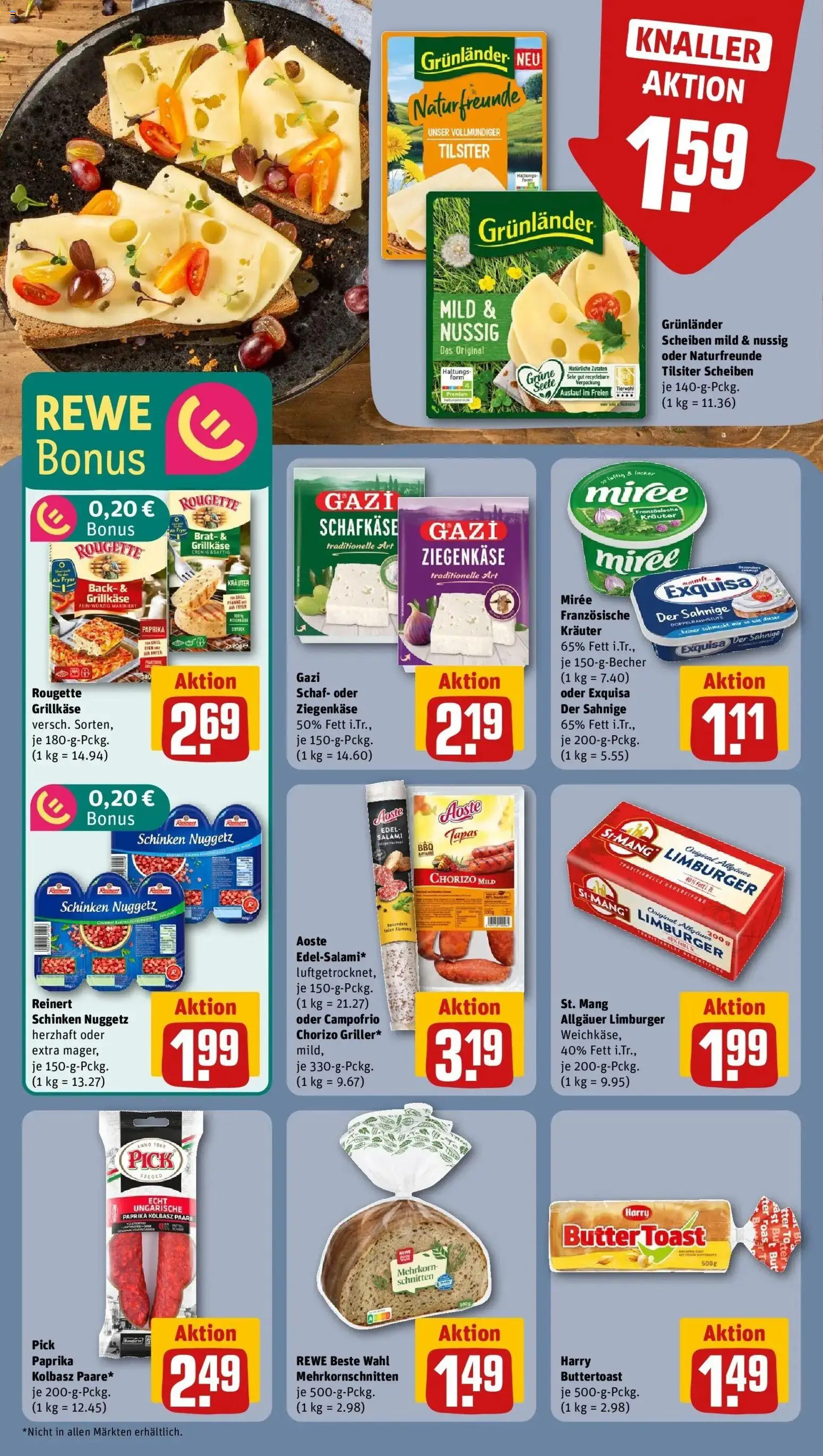 Rewe Prospekt Augsburg	 – gültig ab 12.04.2026 | Seite: 14 | Produkte: Butter, Toast, Ziegenkäse, Exquisa