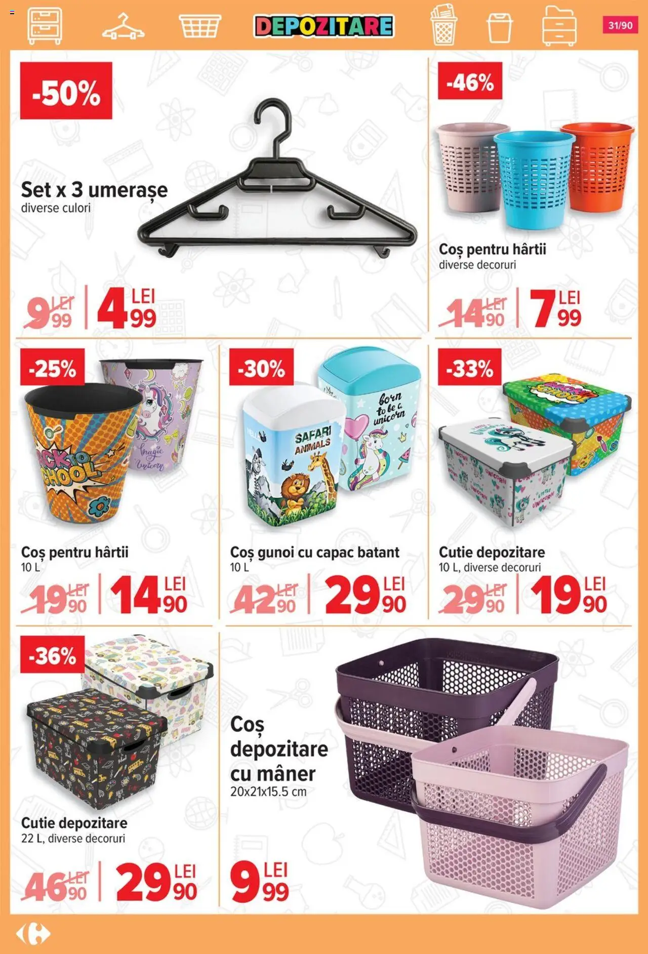 Carrefour catalog - Începe școala – valabil de la 13.08.2025 | Pagină: 32 | Produse: Coș, Mâner, Cutie