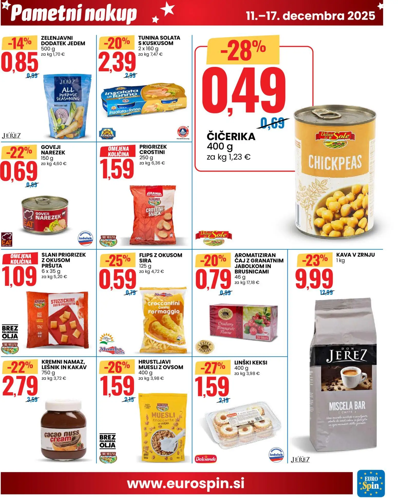 Novi Eurospin katalog ponudbe – veljaven od 11.12.2025 | Stran: 7 | Izdelki: Flips, Kakav, Kava, Solata
