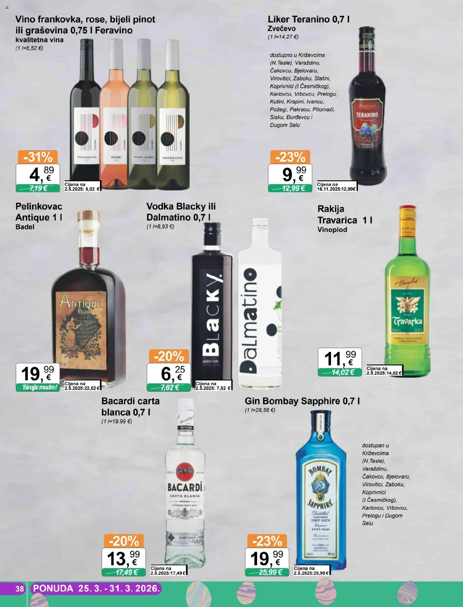 KTC katalog | vrijedi od 25.03.2026 | Stranica: 38 | Proizvodi: Travarica, Gin, Rakija, Vodka