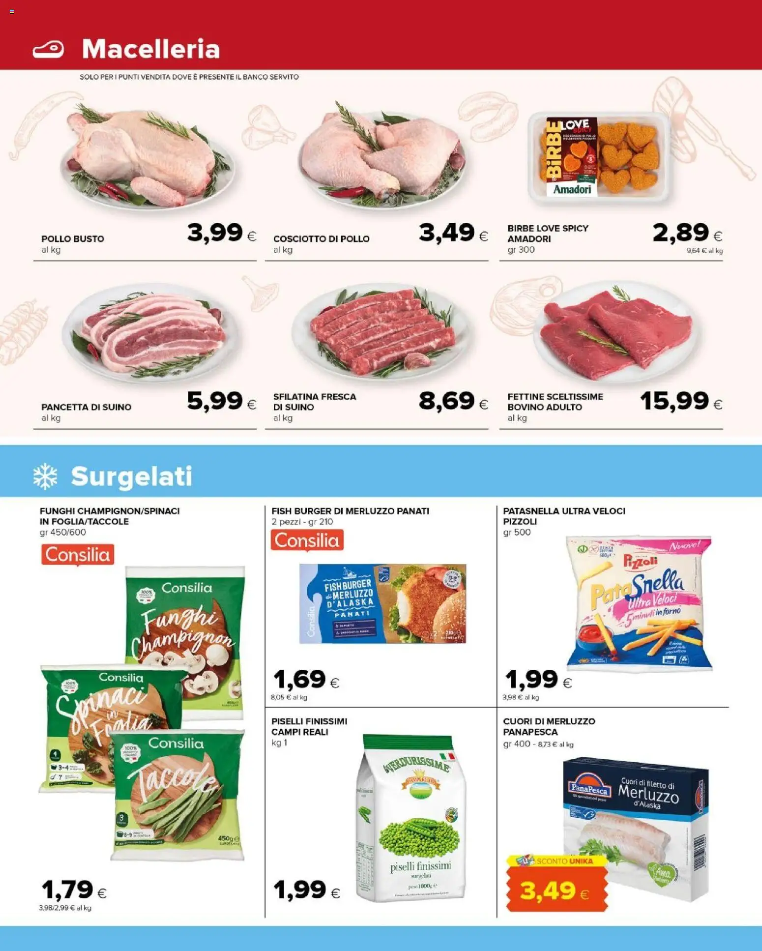 Volantino Tigre del 10.02.2026 | Pagina: 4 | Prodotti: Merluzzo, Pancetta, Suino, Piselli