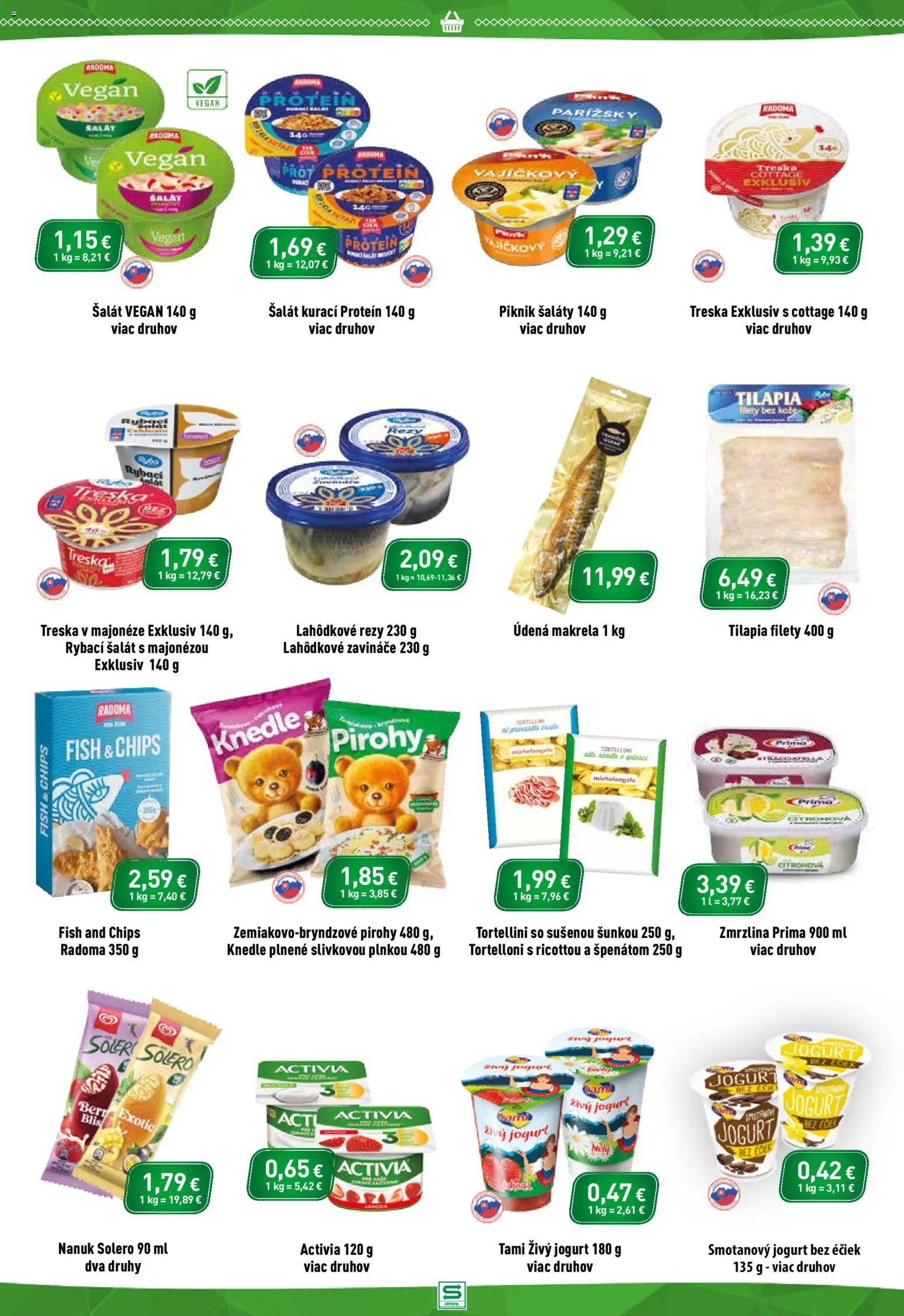 Nové Sintra akcie – leták je platný od 16.04.2026 | Strana: 5 | Produkty: Pirohy, Nanuk, Zmrzlina, Šalát