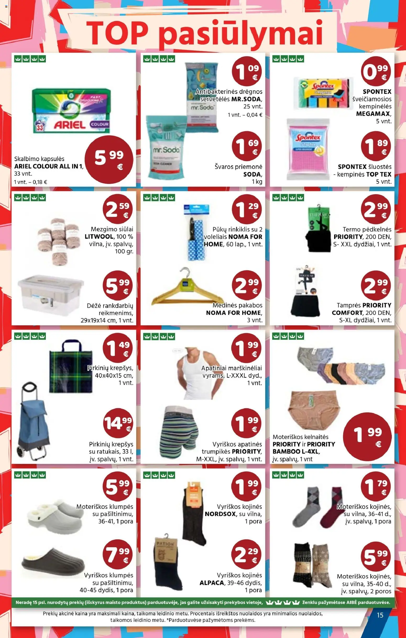 AIBE akcijos nuo 08.01.2026 | Puslapis: 15 | Prekių: Dėžė, Kojinės, Krepšys, Trumpikės