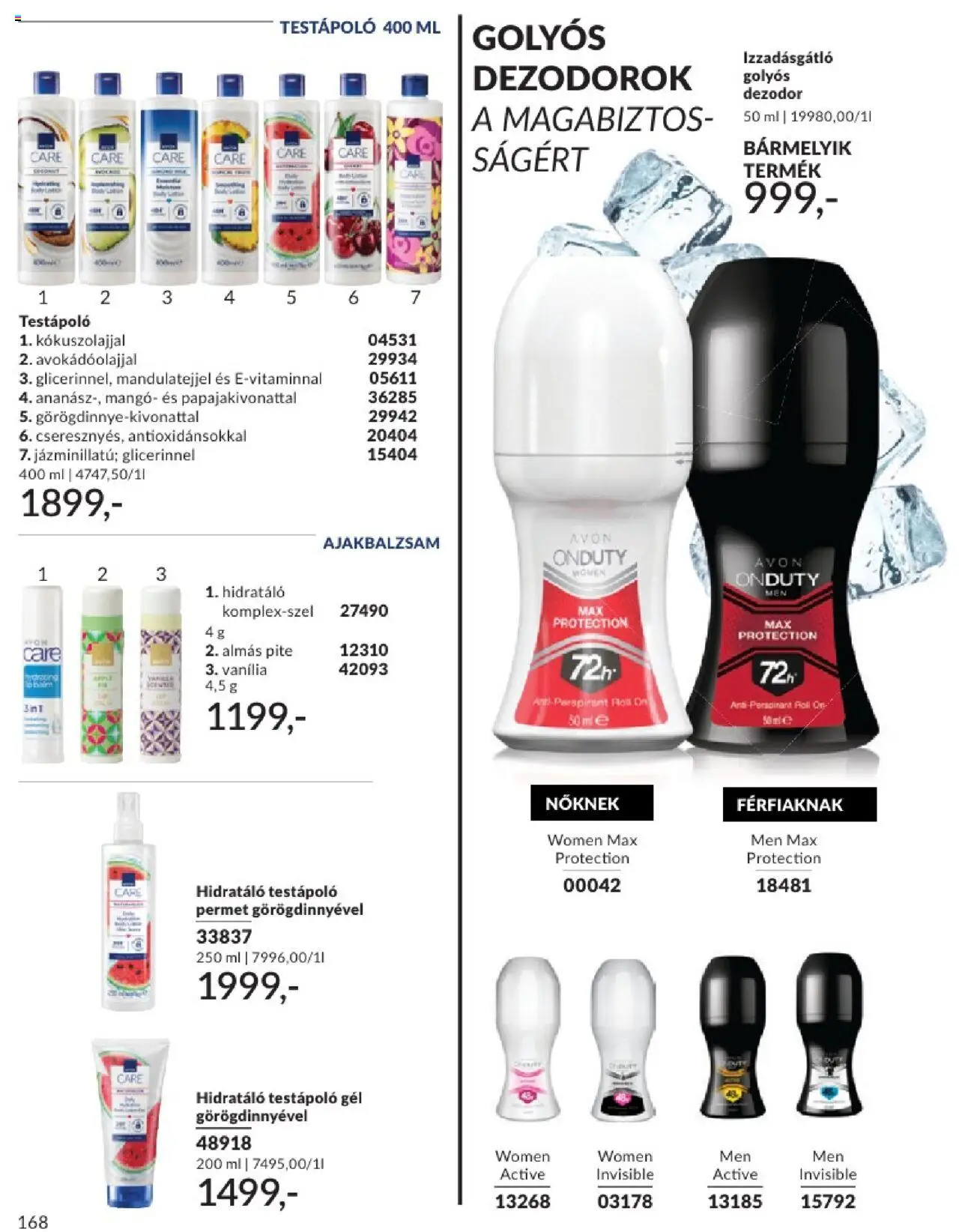 Avon akciós ujság - amely érvényes a következő dátumtól: 01.06.2025 | Oldal: 168 | Termékek: Body, Roll-on, Izzadásgátló, Mangó