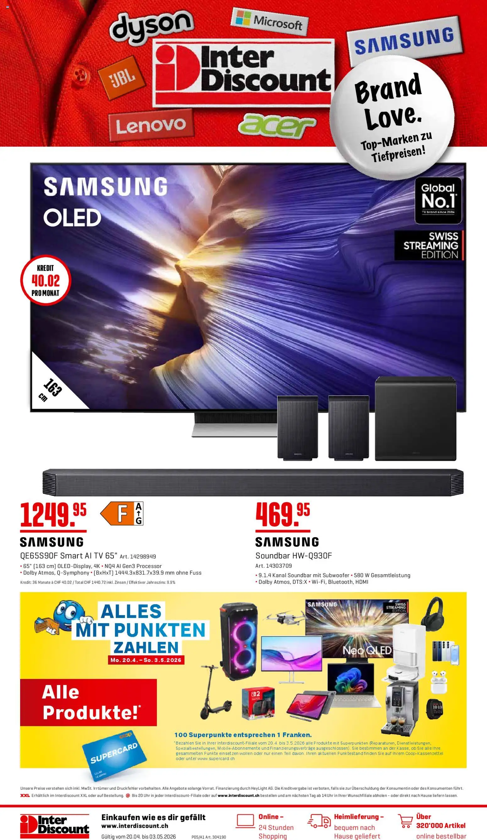 Interdiscount aktionen – gültig ab 20.04.2026 | Seite: 1 | Produkte: Soundbar, Uhr, TV, Samsung