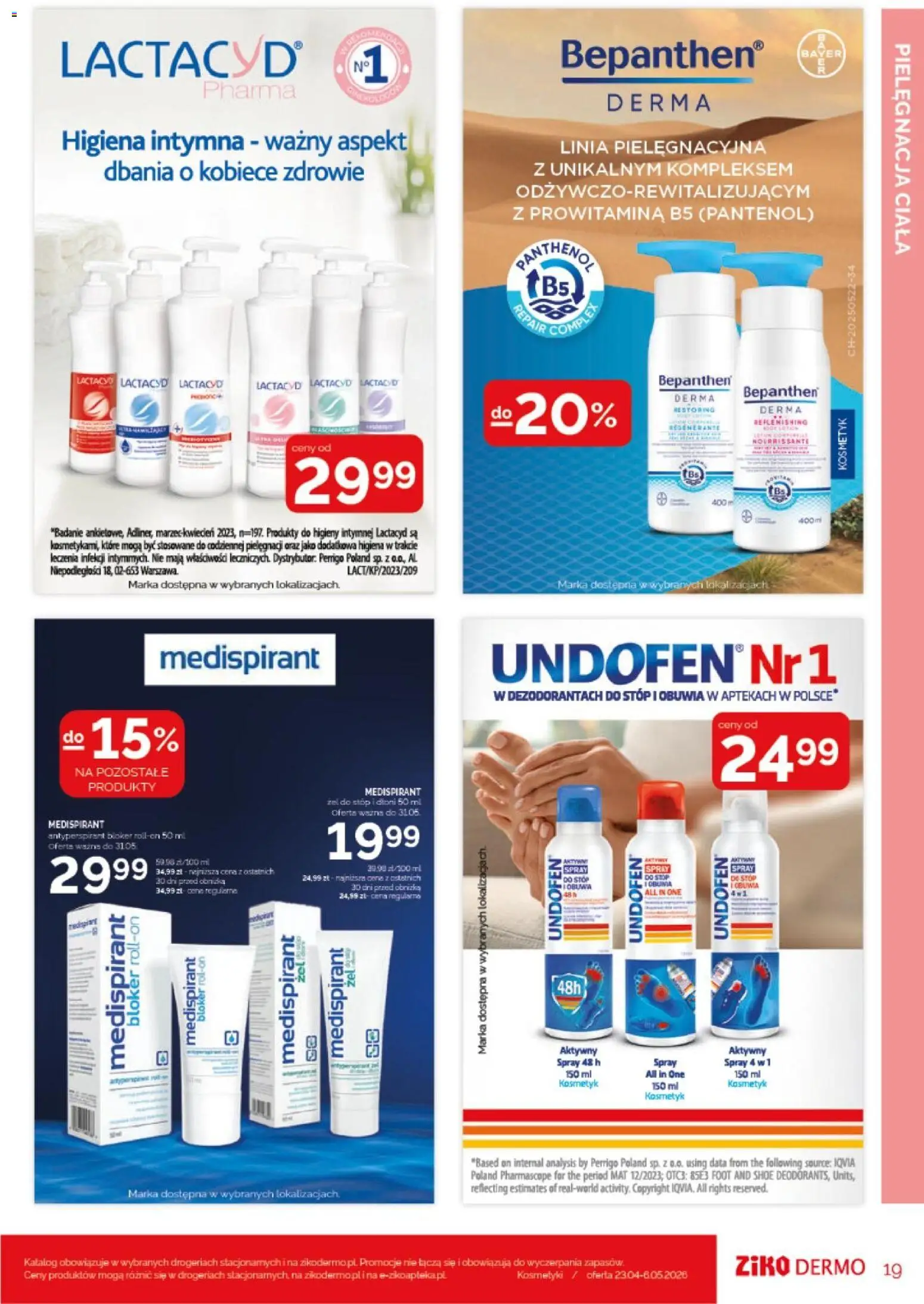 Ziko gazetka od 23.04.2026 | Strona: 19 | Produkty: Kosmetyki, Antyperspirant, Spray do stóp