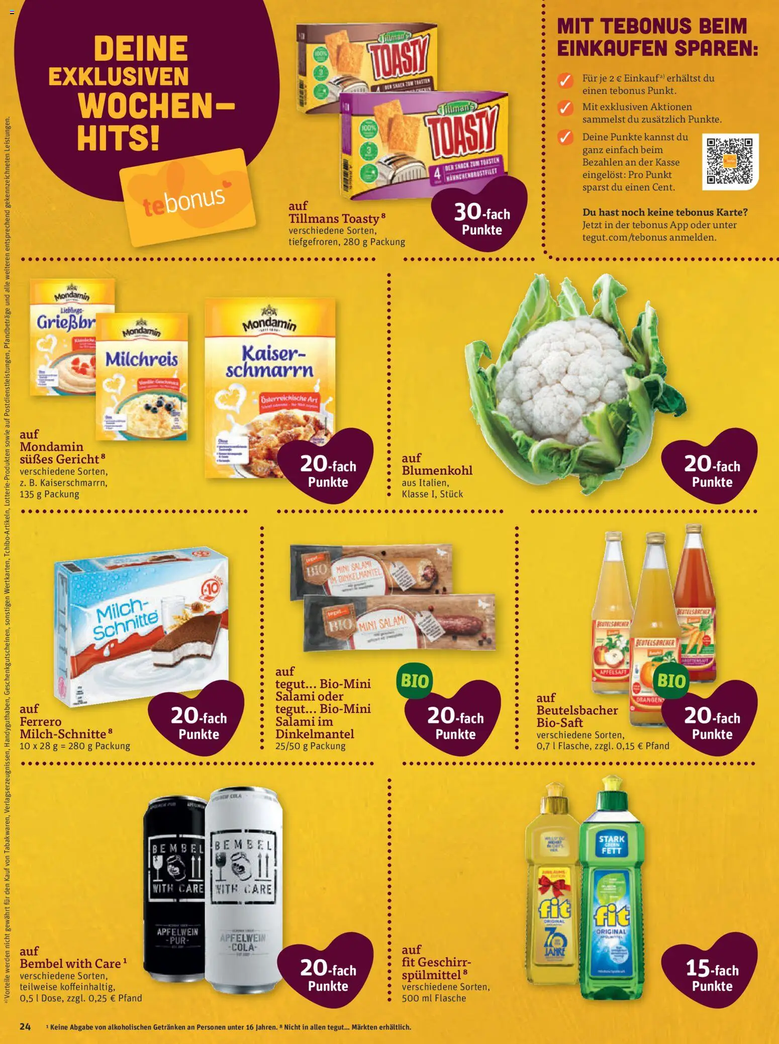 Tegut Prospekt 	 – gültig ab 02.02.2026 | Seite: 26 | Produkte: Milch, Apfelsaft, Blumenkohl, Salami