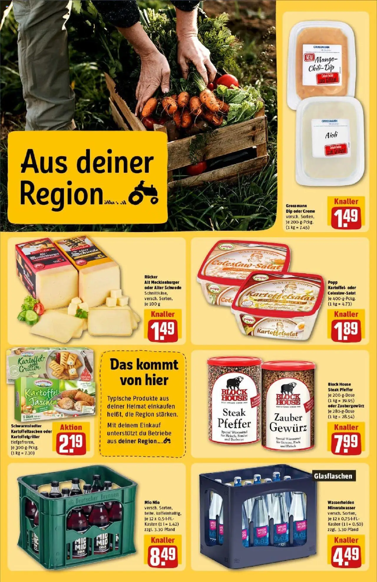 Rewe prospekt Lübeck	 - gültig ab dem 27.07.2025 | Seite: 22 | Produkte: Mineralwasser, Creme, Steak, Fleisch