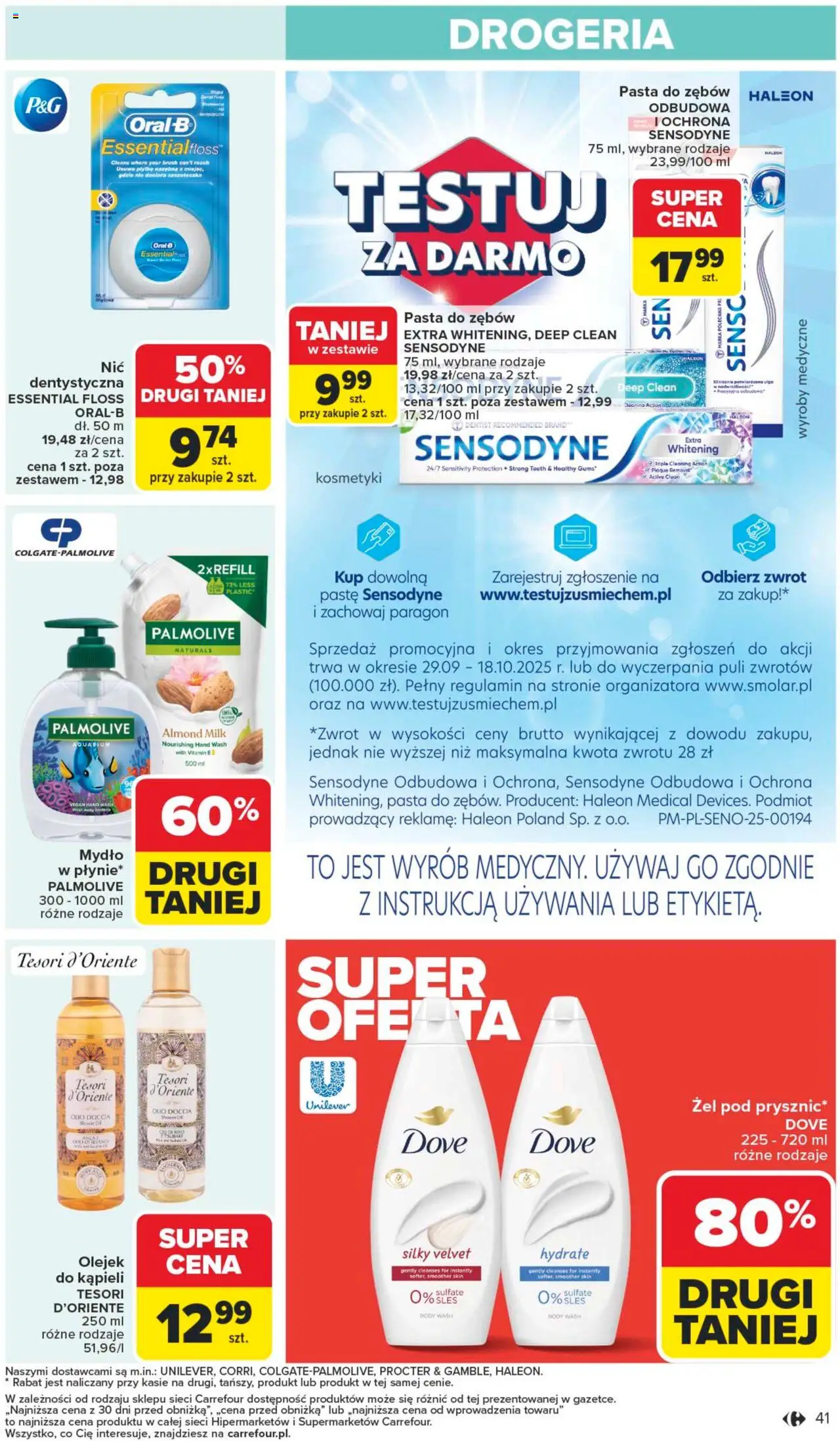 Carrefour Gazetka od 13.10.2025 | Strona: 41 | Produkty: Drogeria, Tesori d'oriente, Mydło, Pasta do zębów
