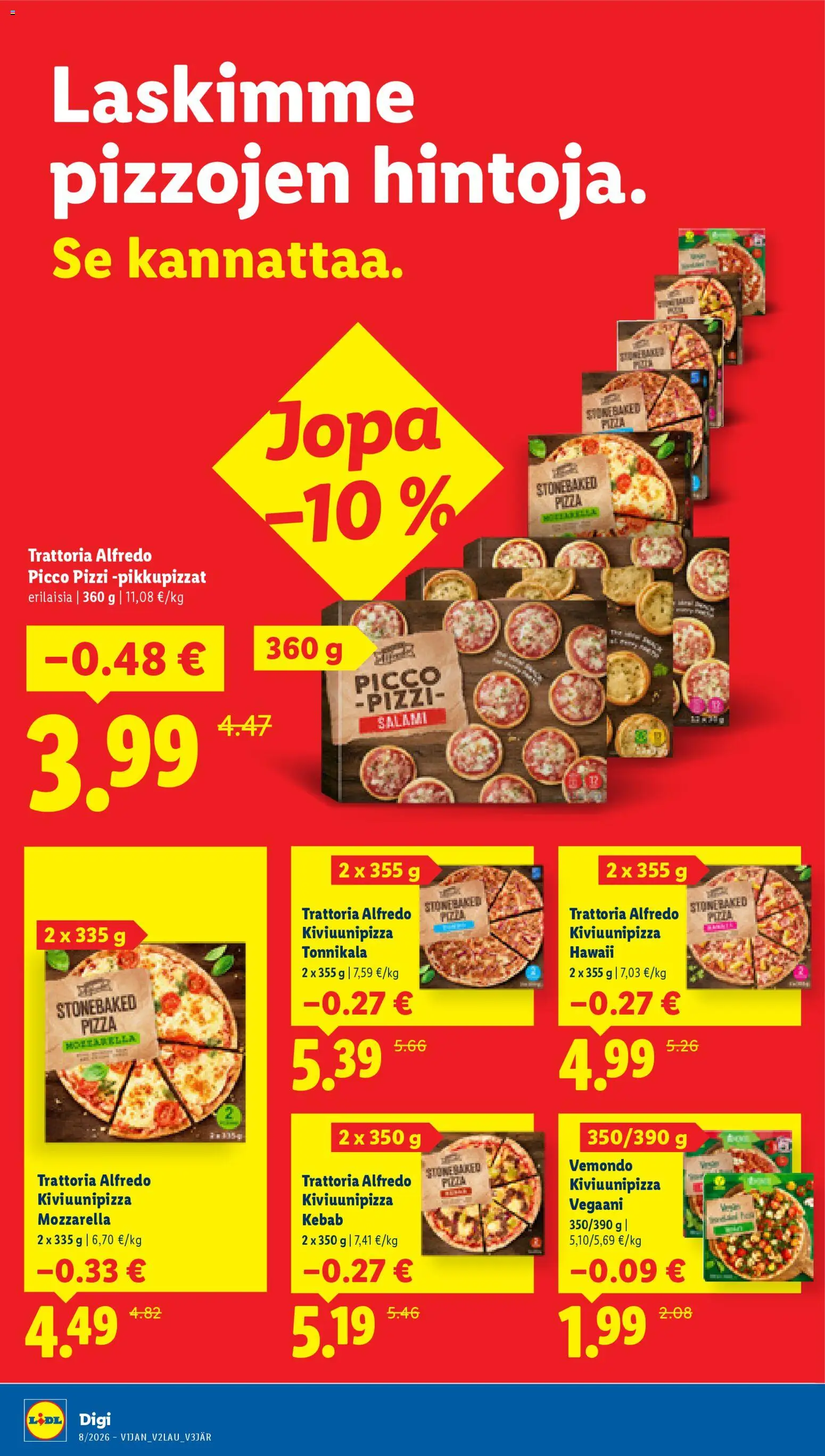 Lidl tarjoukset – voimassa 19.02.2026 alkaen | Sivu: 20 | Tuotteet: Mozzarella, Salami, Pizza, Tonnikala
