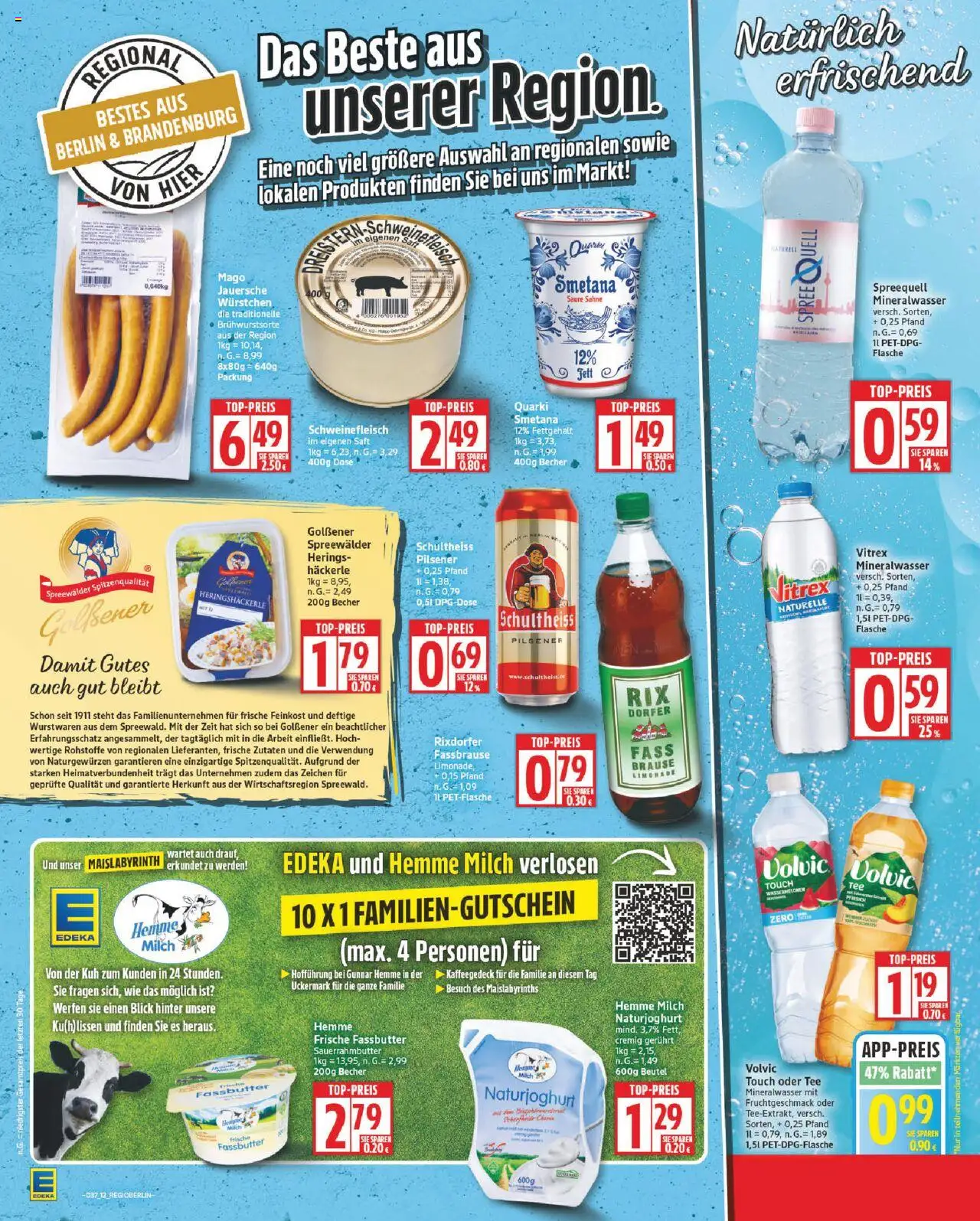Edeka Prospekt 	 – gültig ab 08.09.2025 | Seite: 12 | Produkte: Butter, Limonade, Volvic touch, Mineralwasser