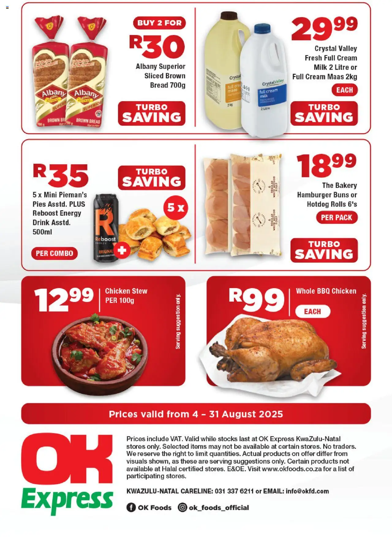 OK Foods Specials │ valid from 04.08.2025 | Page: 4 | Products: Bakery, Buns, Bread, Chicken
