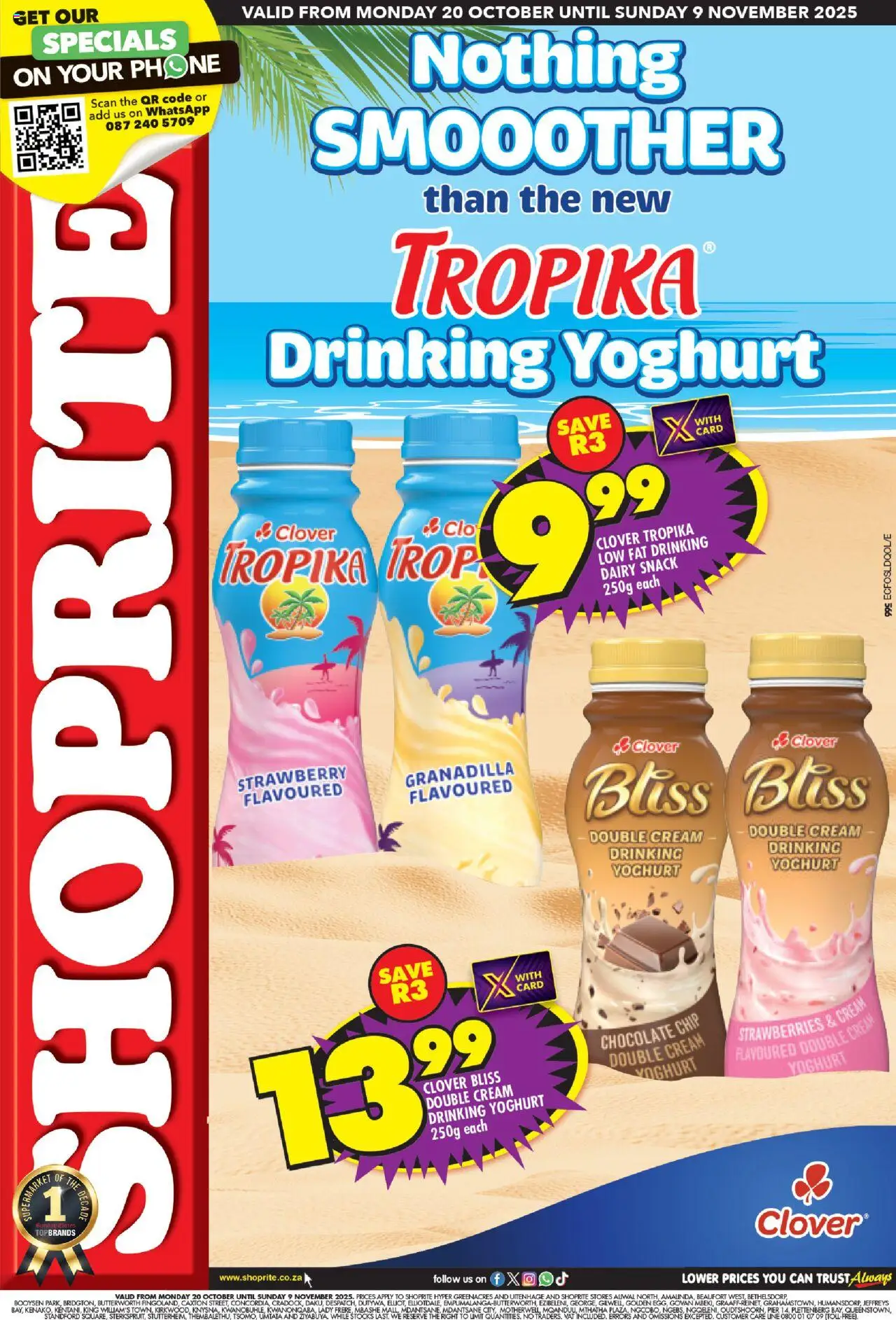 New Shoprite catalogue – valid from 20.10.2025 | Page: 1 | Products: Phone, Yoghurt, Chocolate, Cream