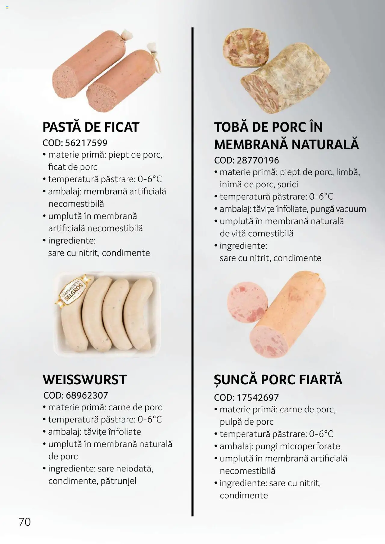 Catalog Selgros - Carne – valabil de la 27.04.2023 | Pagină: 70 | Produse: Crenvurști, Șuncă, Carne De Porc, Sare