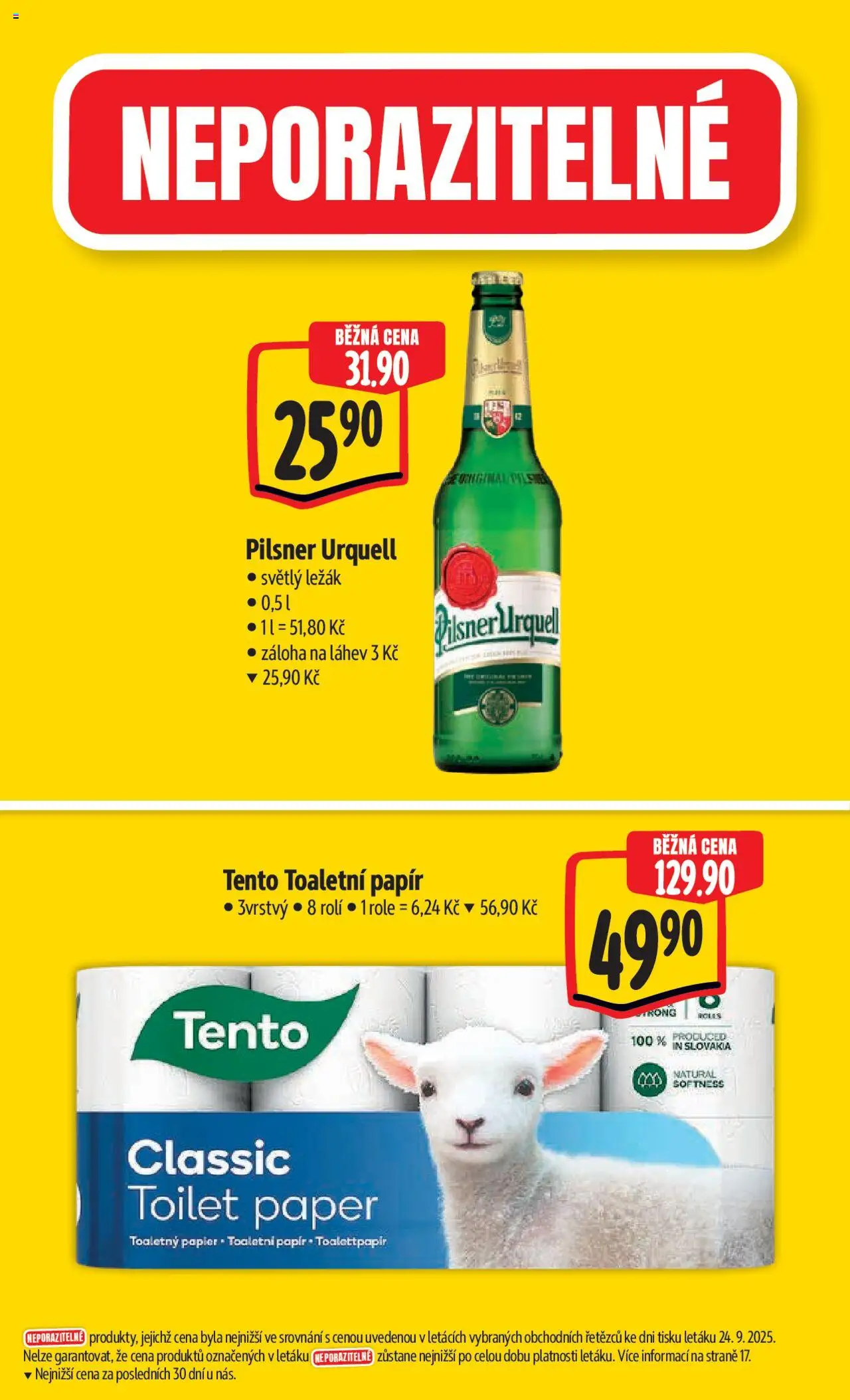Albert leták - Hypermarket od 01.10.2025 | Strana: 4 | Produkty: Toaletní papír, Pilsner, Pilsner Urquell, Láhev