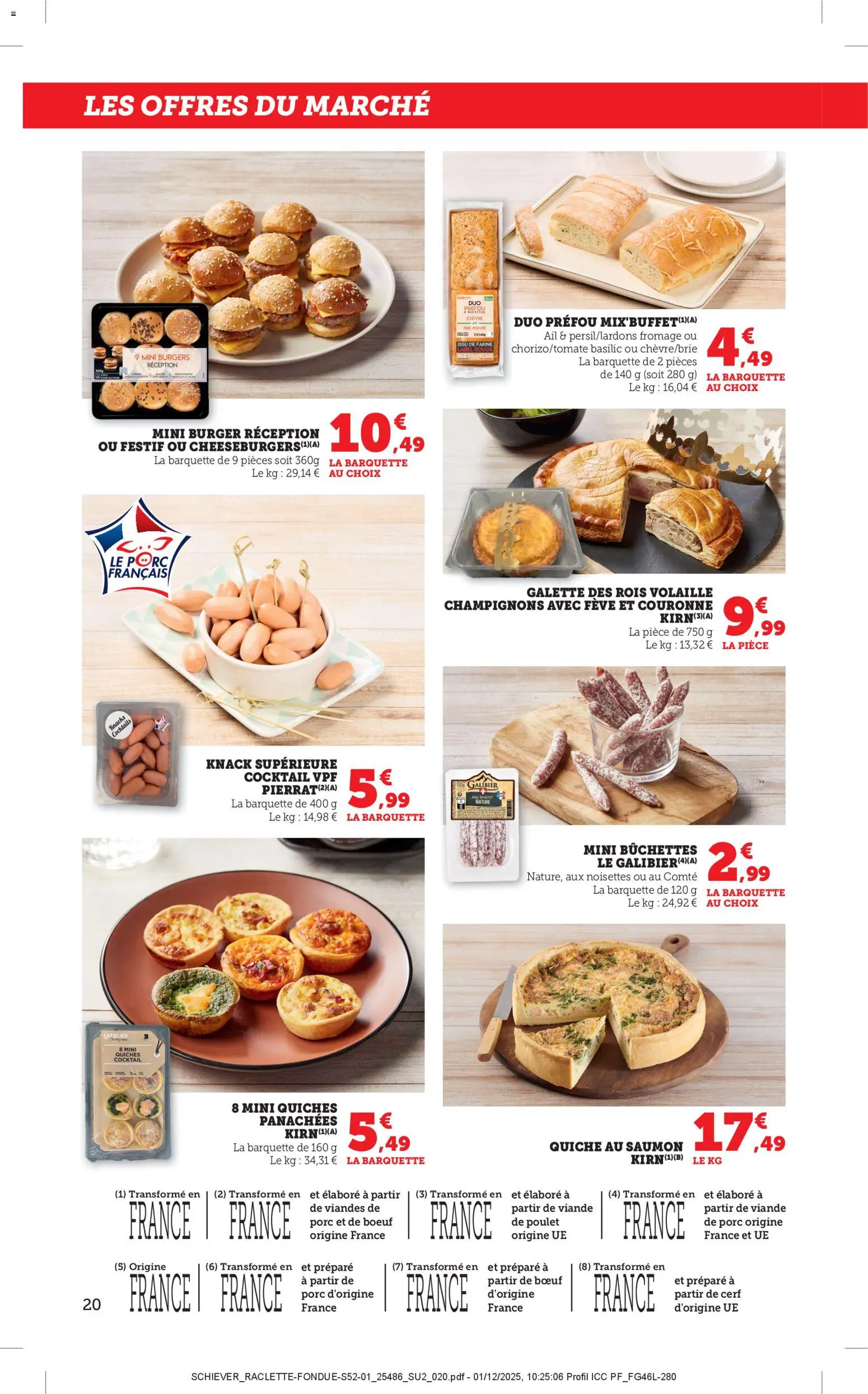 {H1} | Page: 20 | Produits: Noisettes, Ail, Mini burgers, Brie