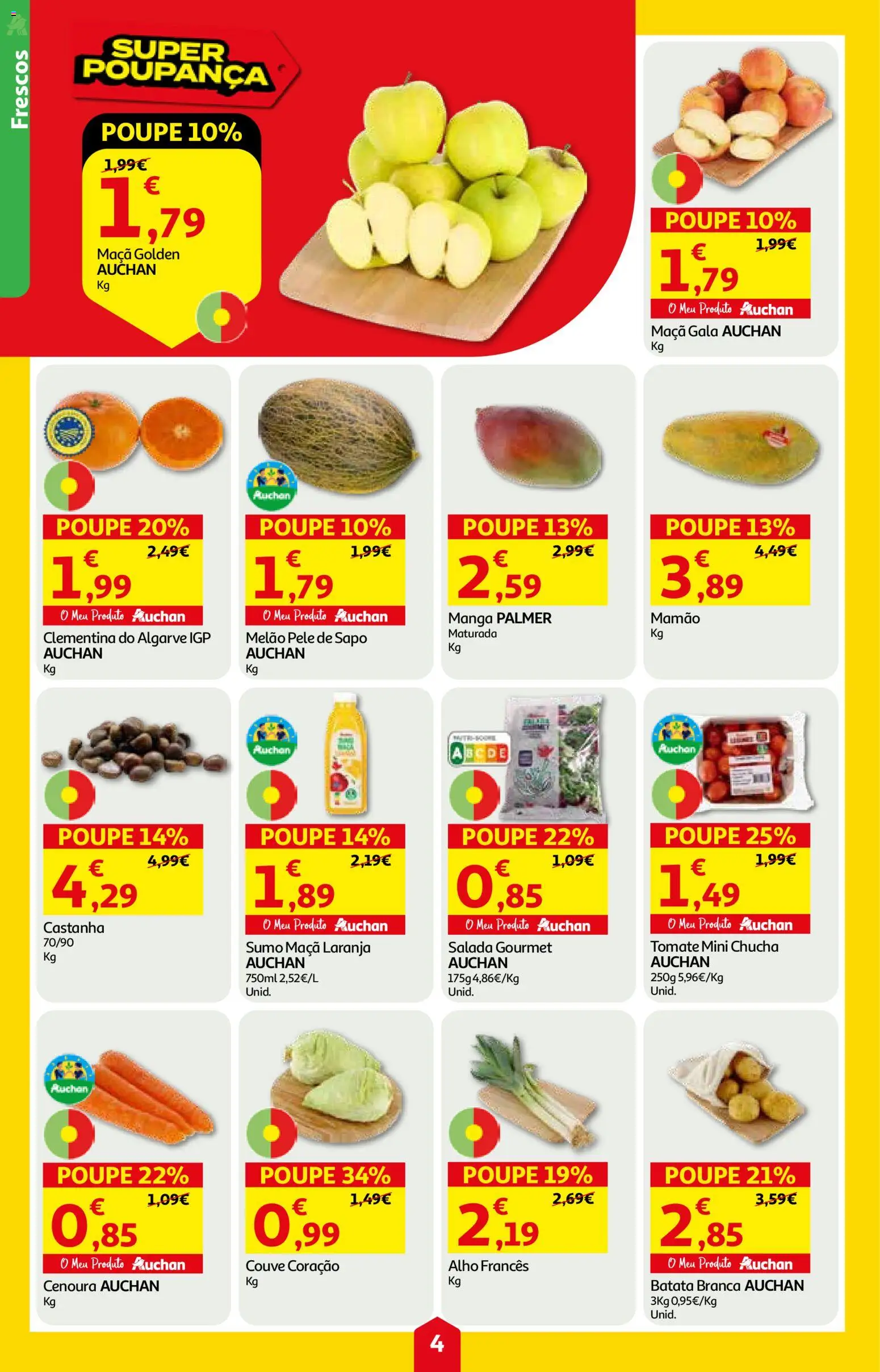 Minipreço folheto │ válido de 27.11.2025 | Página: 4 | Produtos: Batata, Maça, Sumo, Melão