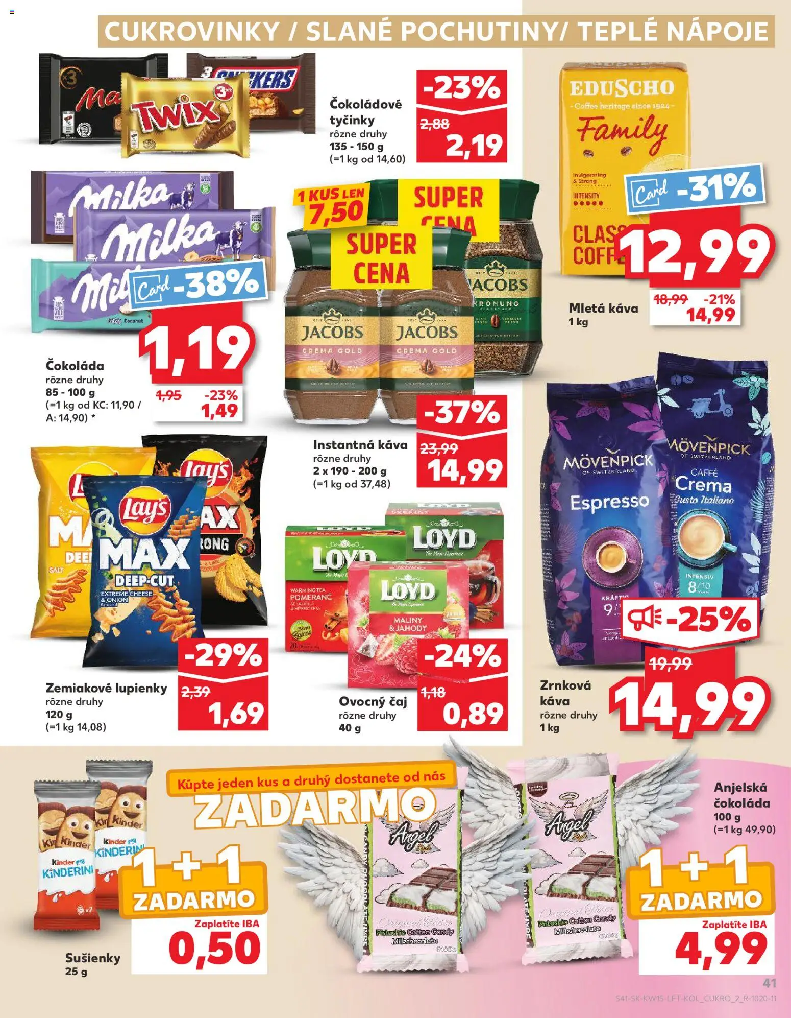 Nové Kaufland akcie – leták je platný od 09.04.2026 | Strana: 41 | Produkty: Káva, Kinder, Milka, Maliny