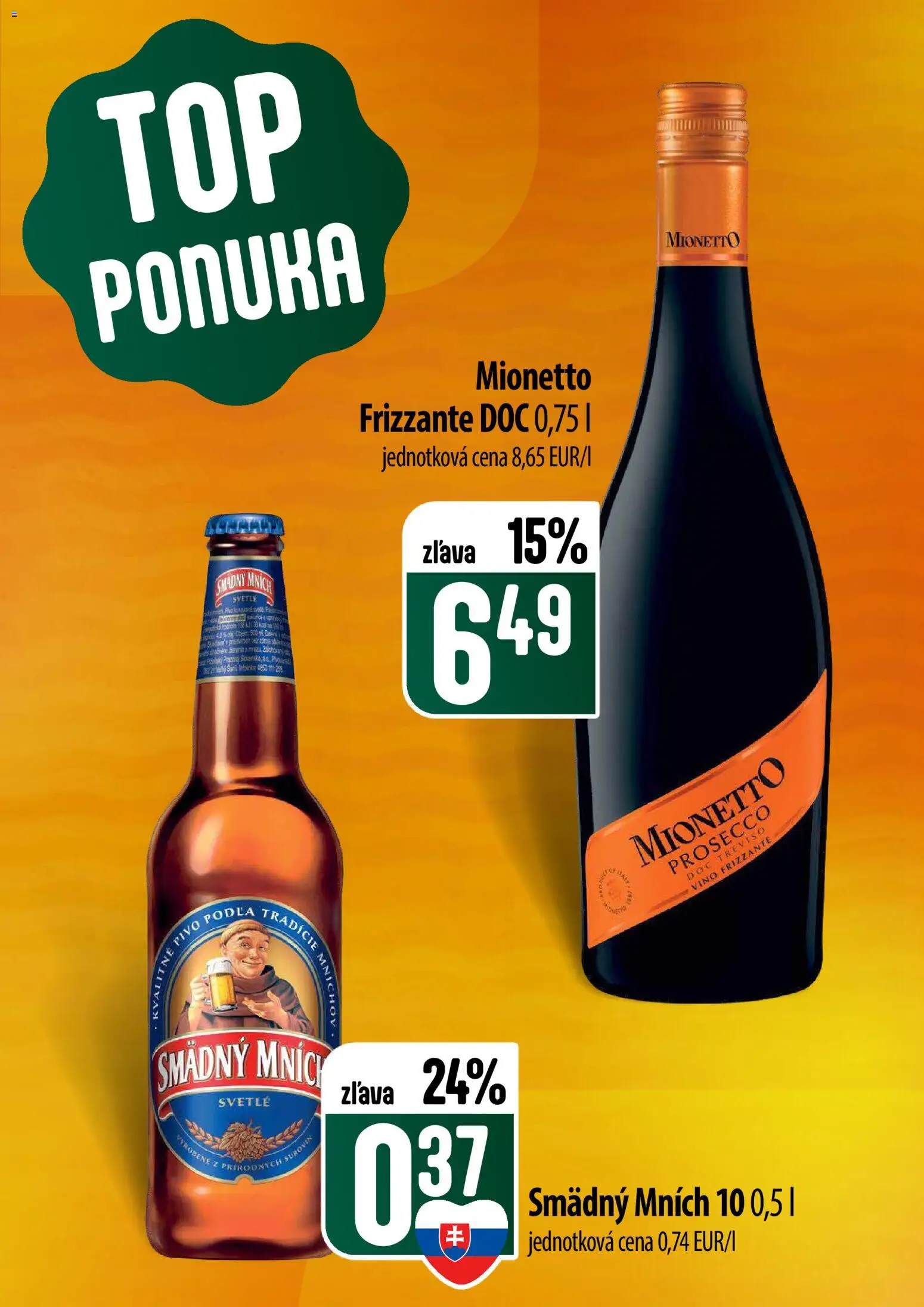 Nové COOP Jednota akcie – leták je platný od 22.01.2026 | Strana: 7 | Produkty: Víno, Prosecco, Smädný Mních