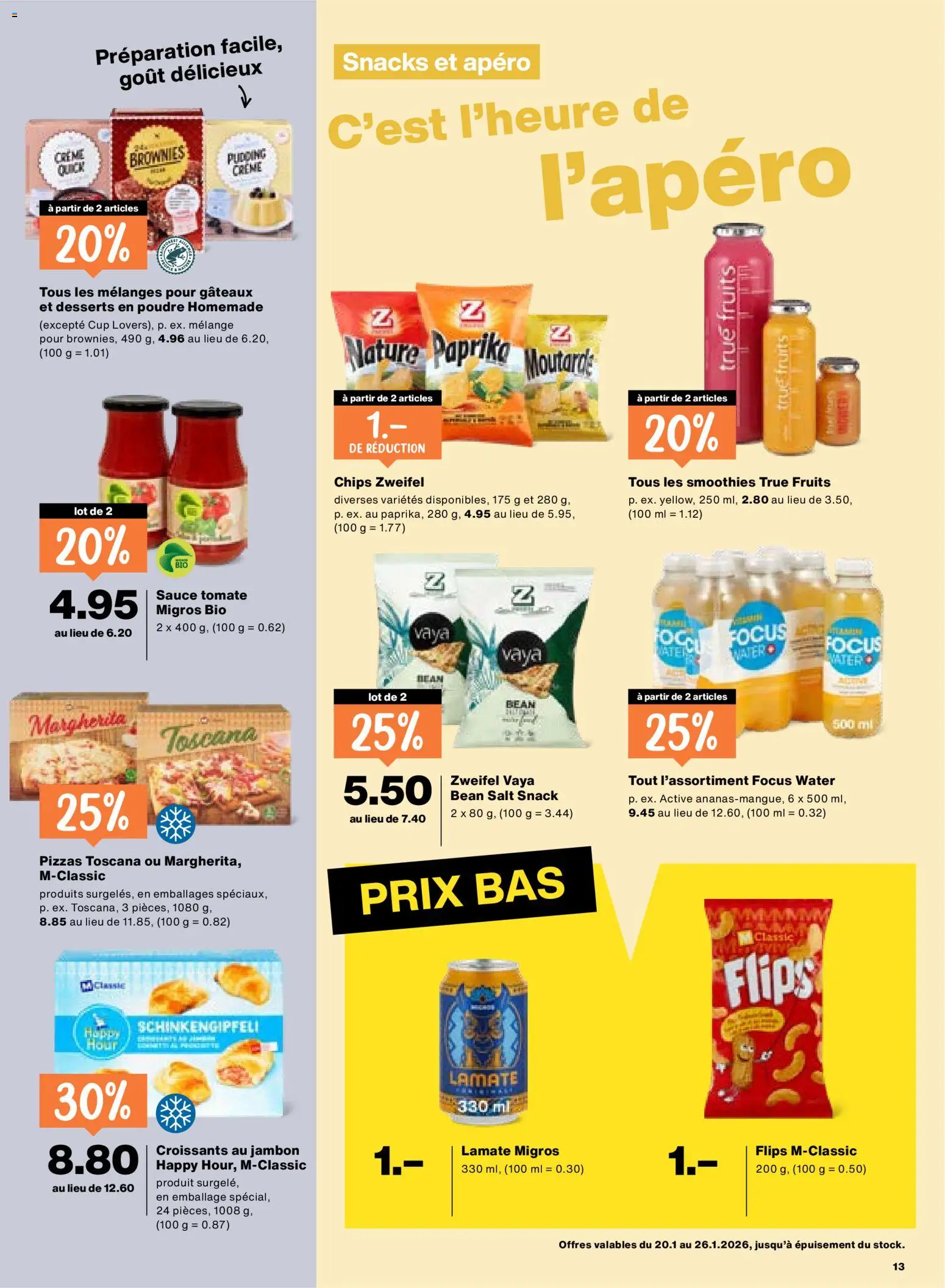 Migros Aktionen FR – gültig ab 20.01.2026 | Seite: 13 | Produkte: Pudding, Pizza, Chips, Creme