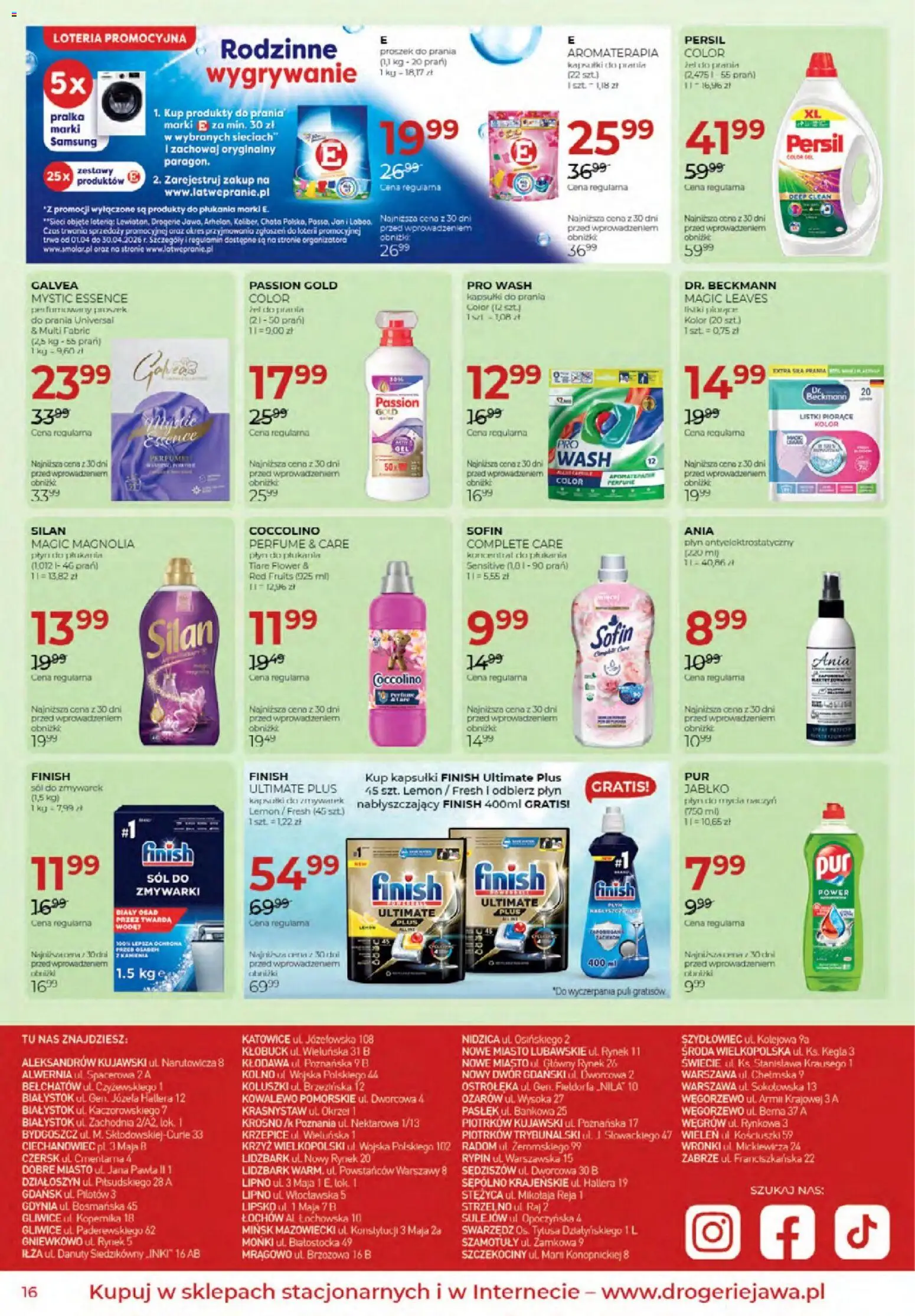 Jawa gazetka od 02.04.2026 | Strona: 16 | Produkty: Kapsułki do prania, Finish, Proszek do prania, Płyn do mycia naczyń