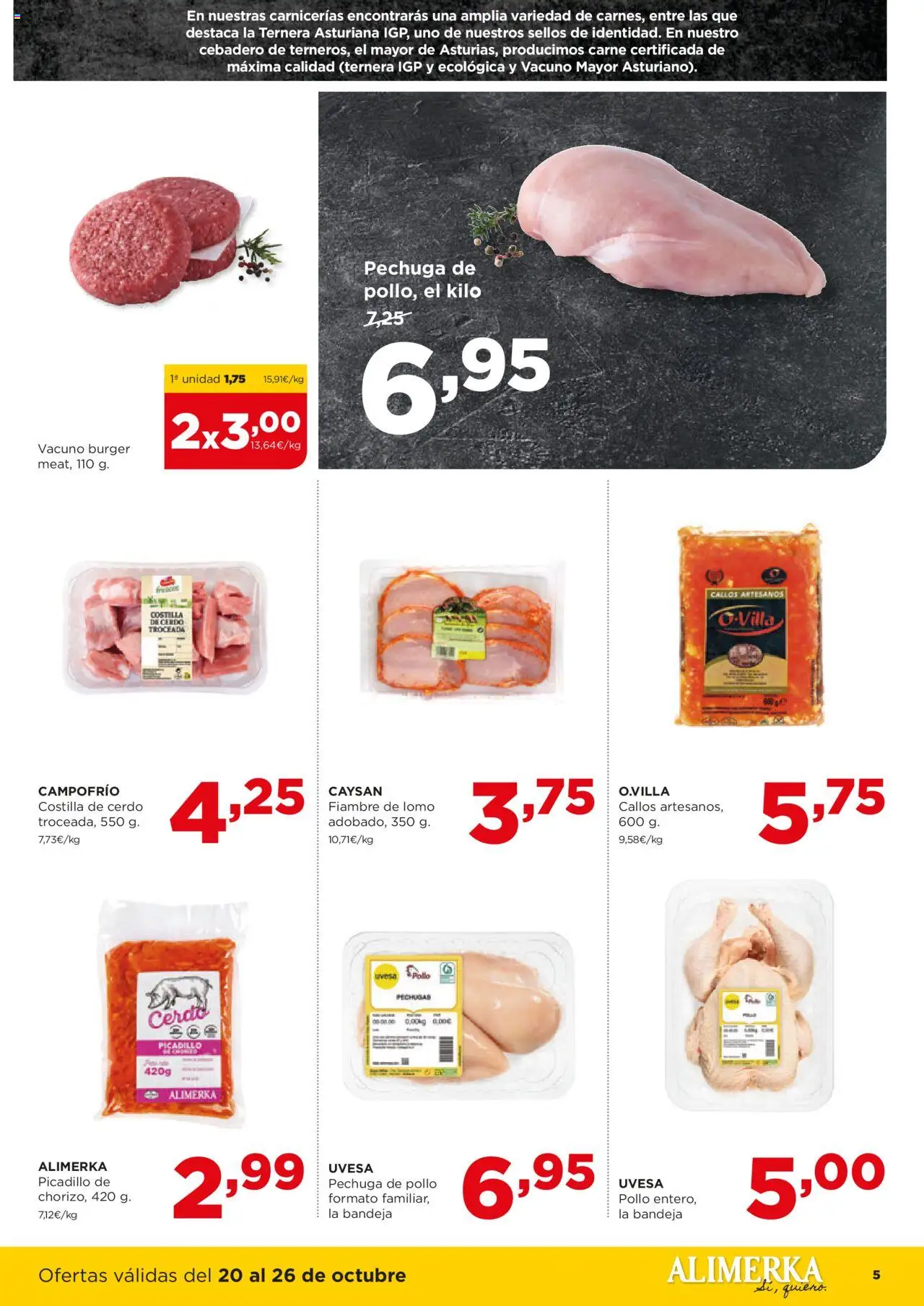 Alimerka folleto Asturias │ válido desde el 20.10.2025 | Página: 5 | Productos: Cerdo, Costilla de cerdo, Bandeja