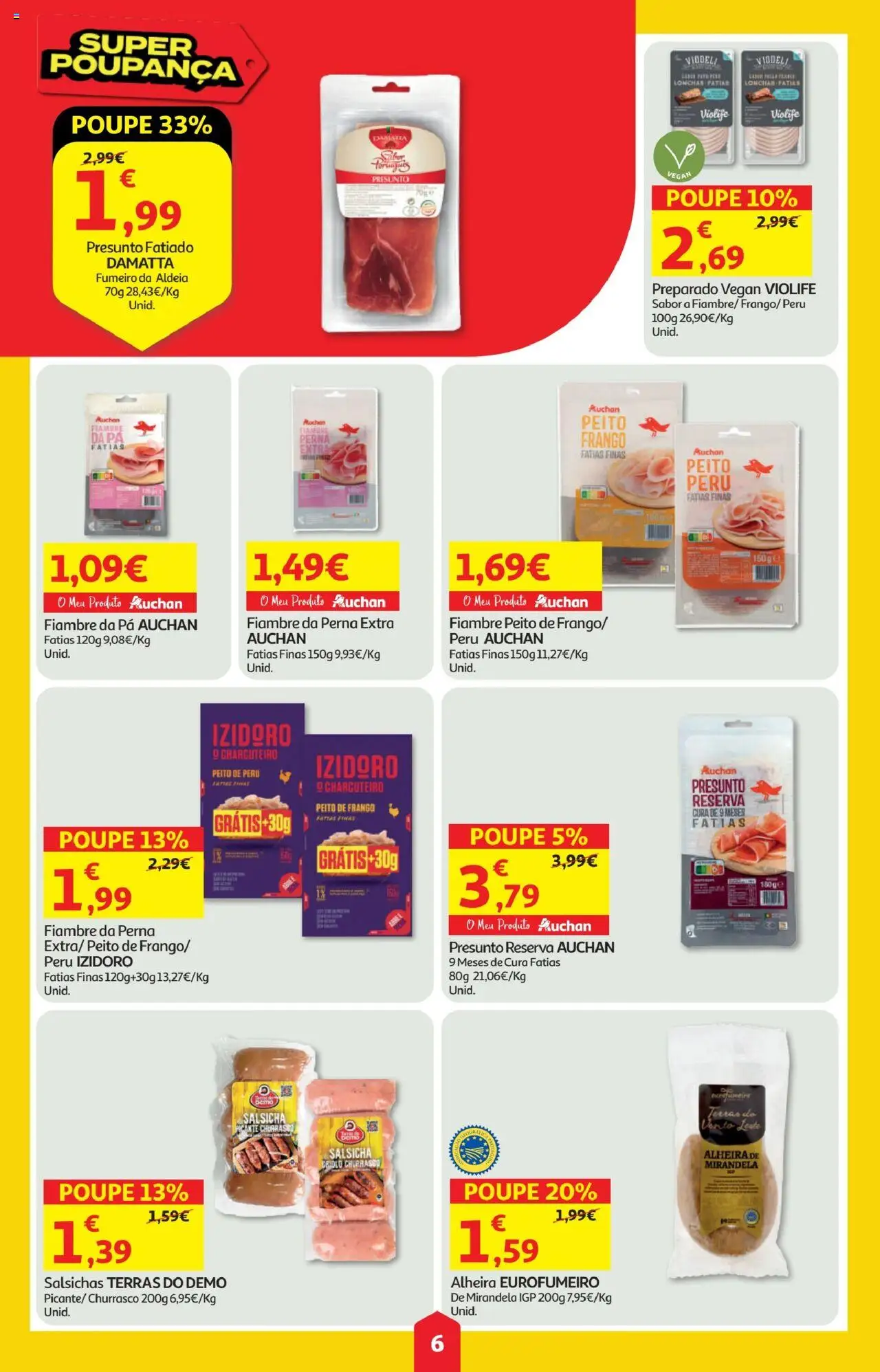 Minipreço folheto │ válido de 07.08.2025 | Página: 6 | Produtos: Peito de frango, Peito de peru, Frango, Presunto