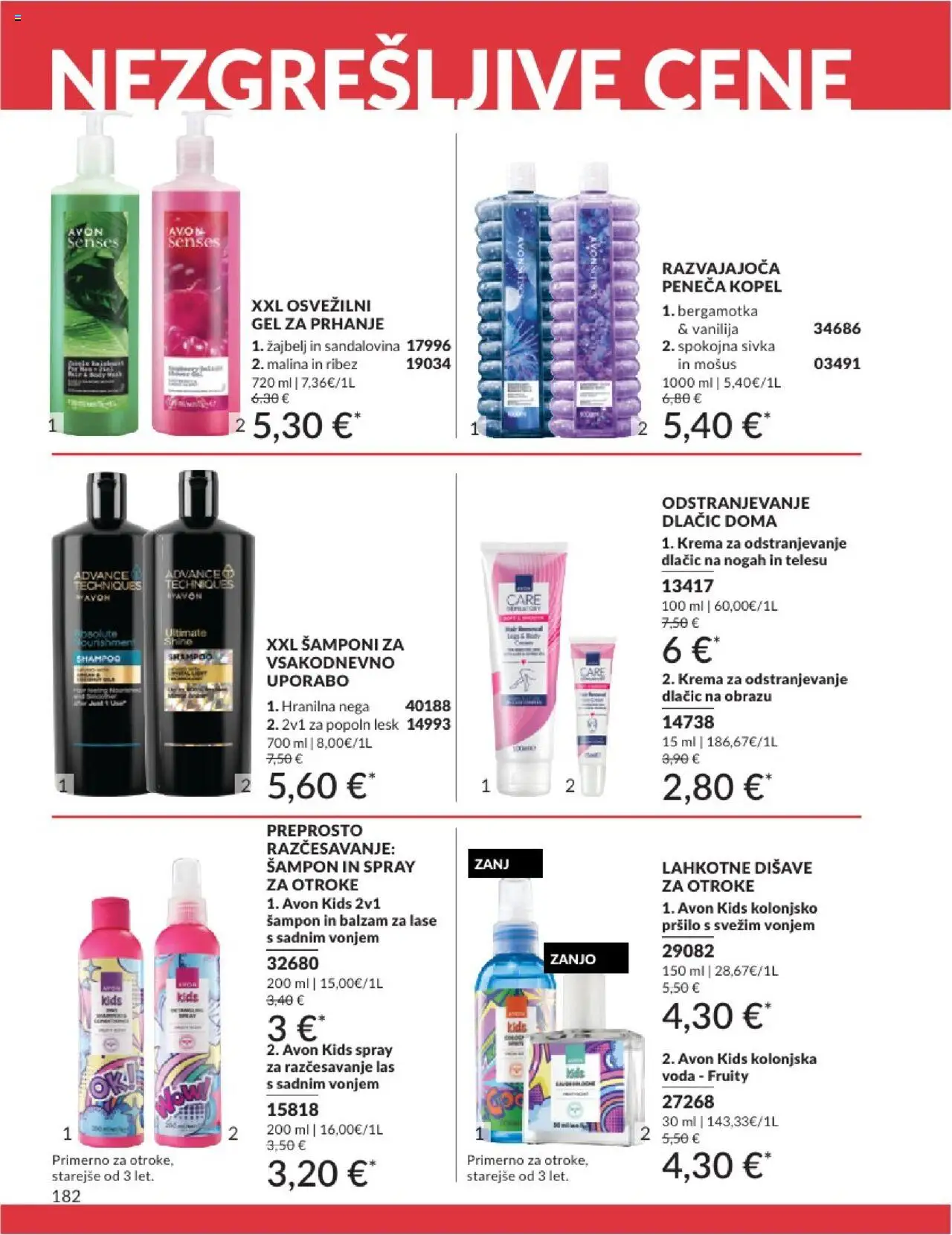 Avon katalog │ velja od 01.07.2025 | Stran: 182 | Izdelki: Gel za prhanje, Peneča kopel, Ribez, Krema