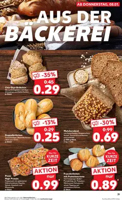 Pizza High Protein, Pizzasnack mit gebratener Hähnchenbrust, Paprika, Spinat, Zwiebeln und Mozzarella je Stück ab 08.01.2026 gültig | Seite: 33 | Produkte: Bäckerei, Mozzarella, Pistazien, Zwiebeln