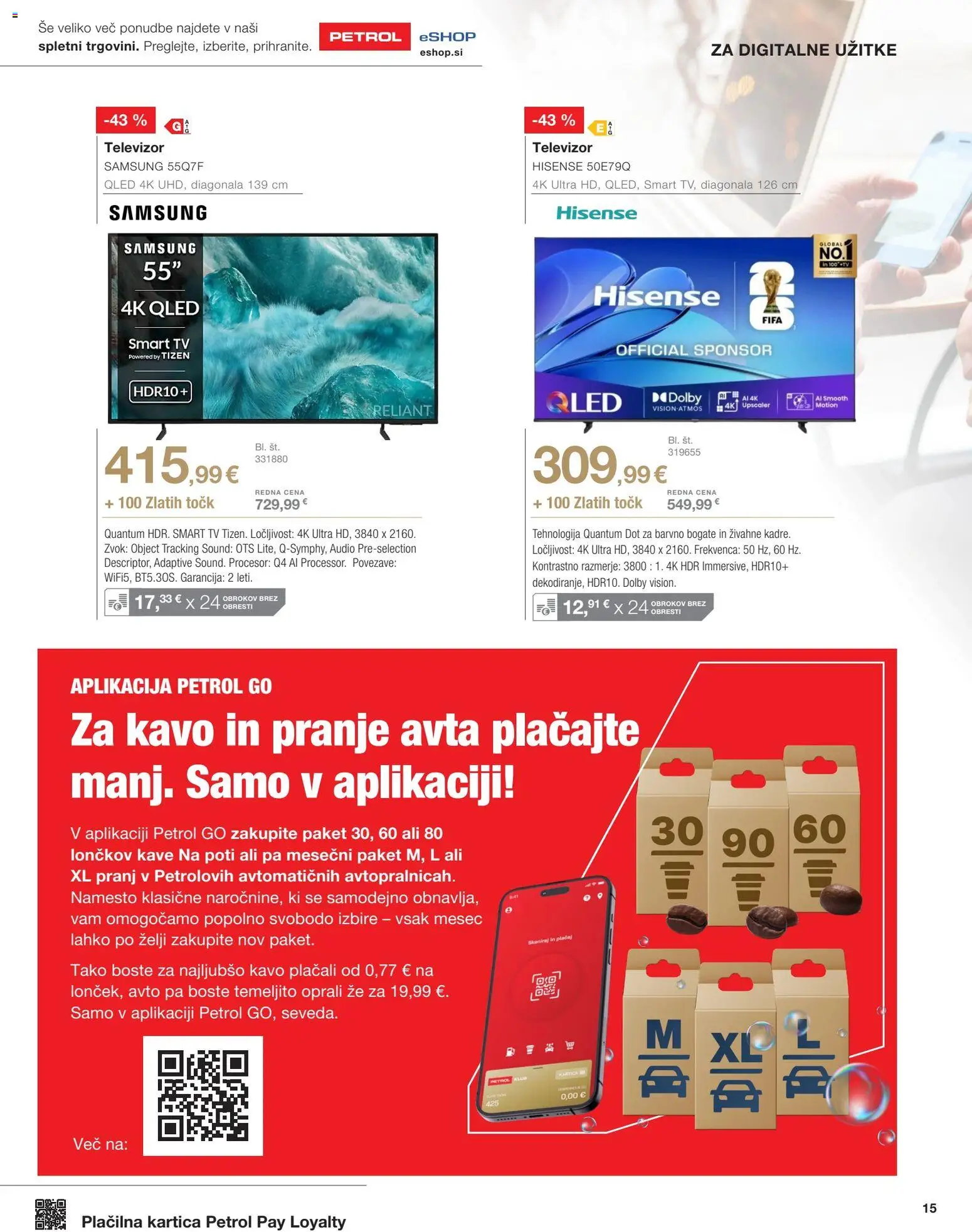Novi Petrol katalog ponudbe – veljaven od 01.04.2026 | Stran: 15 | Izdelki: Televizor, Tv, Audio