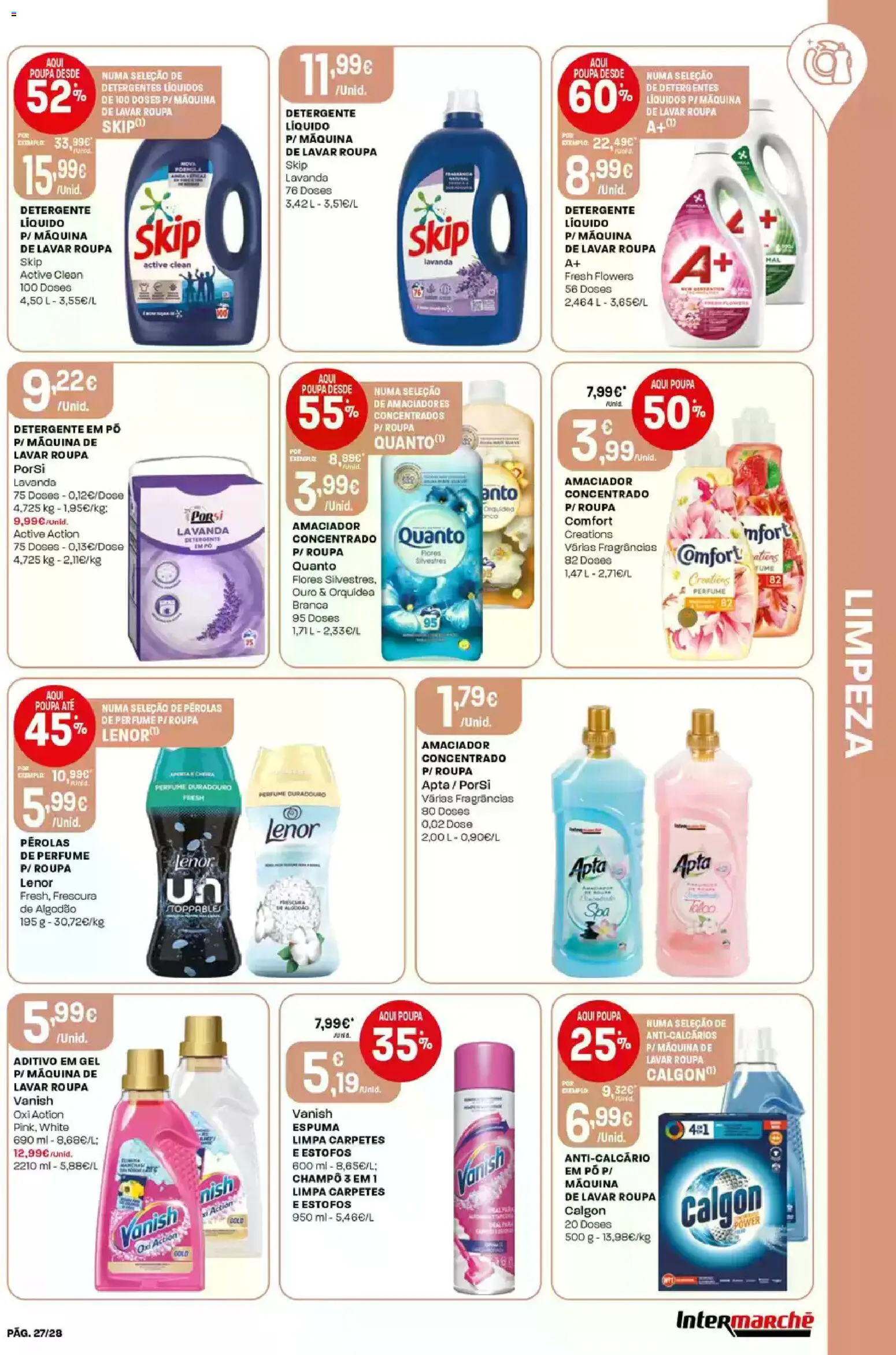 Intermarché Folheto Contact │ válido de 19.02.2026 | Página: 27 | Produtos: Máquina de lavar, Flores, Pó, Algodão
