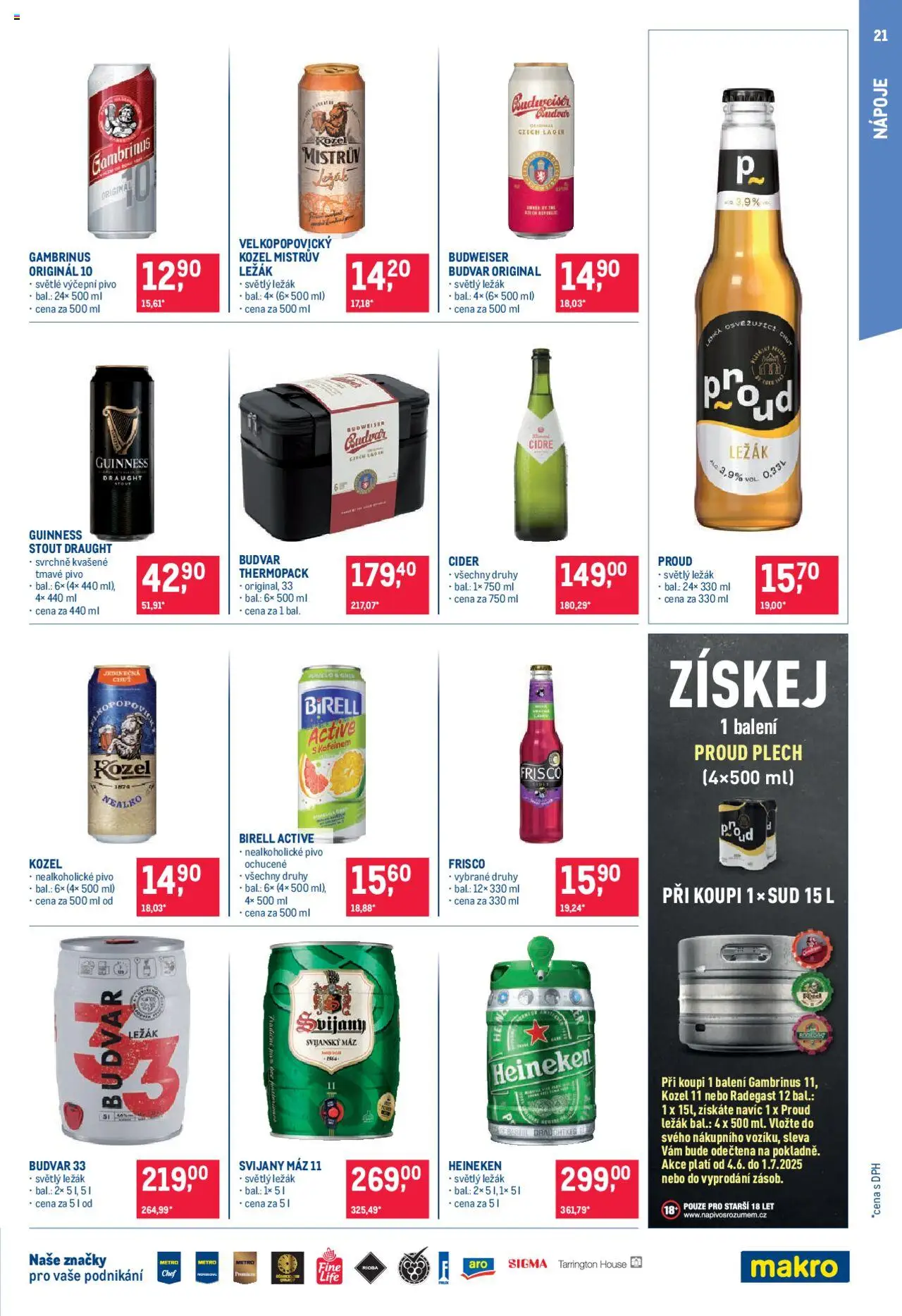 Makro leták - Pro milovníky jídla od 18.06.2025 | Strana: 21 | Produkty: Birell, Kozel, Kozel 11, Guinness