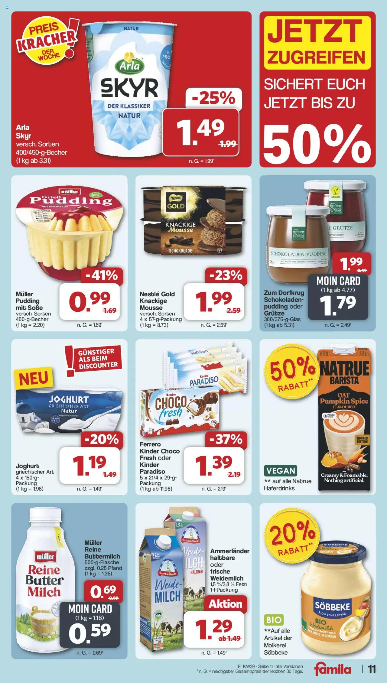 Famila Nordwest Prospekt 	 – gültig ab 22.09.2025 | Seite: 11 | Produkte: Butter, Joghurt, Schokolade, Mango