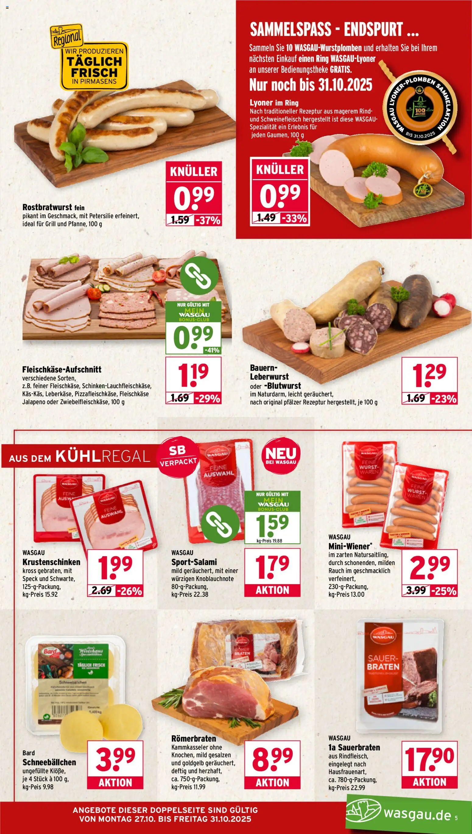 Wasgau Prospekt 	 – gültig ab 27.10.2025 | Seite: 5 | Produkte: Grill, Wurst, Petersilie, Schweinefleisch
