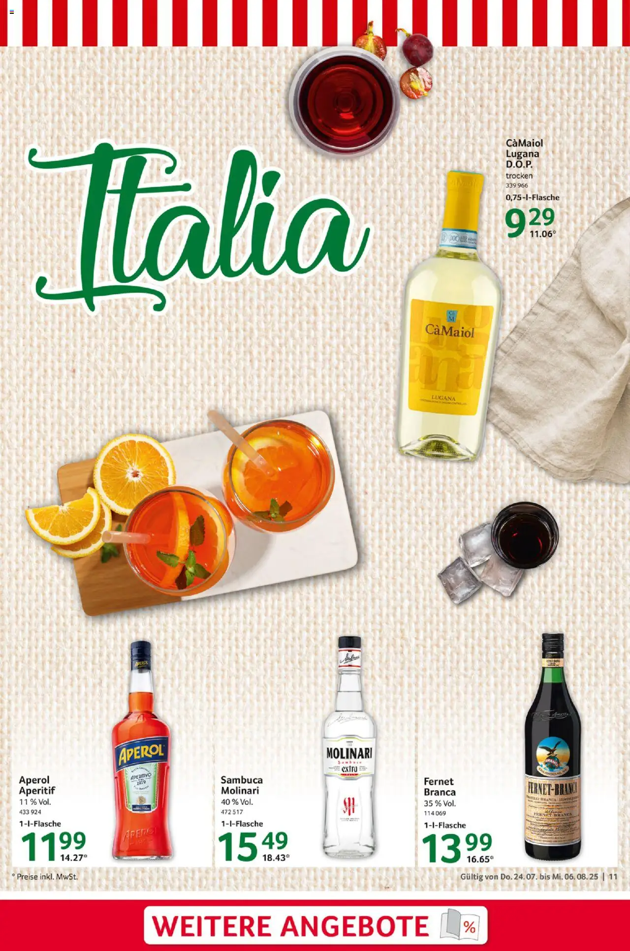 Selgros  Gastro - gültig ab dem 24.07.2025 | Seite: 11 | Produkte: Sambuca, Aperol, Fernet branca