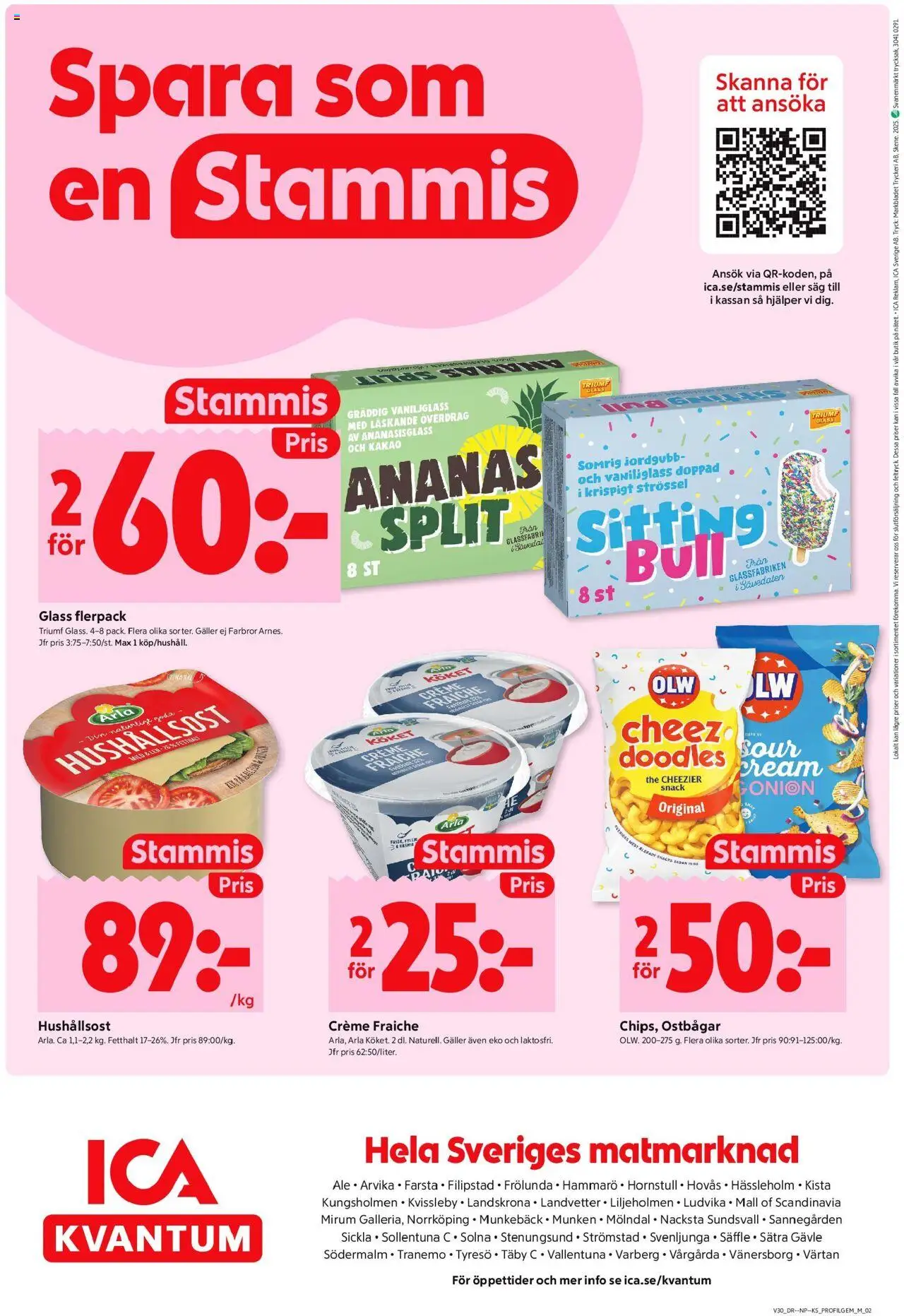 ICA Kvantum reklamblad aktuell från 21.07.2025 | Sida: 8 | Produkter: Hushållsost, Creme fraiche, Ananas, Glass