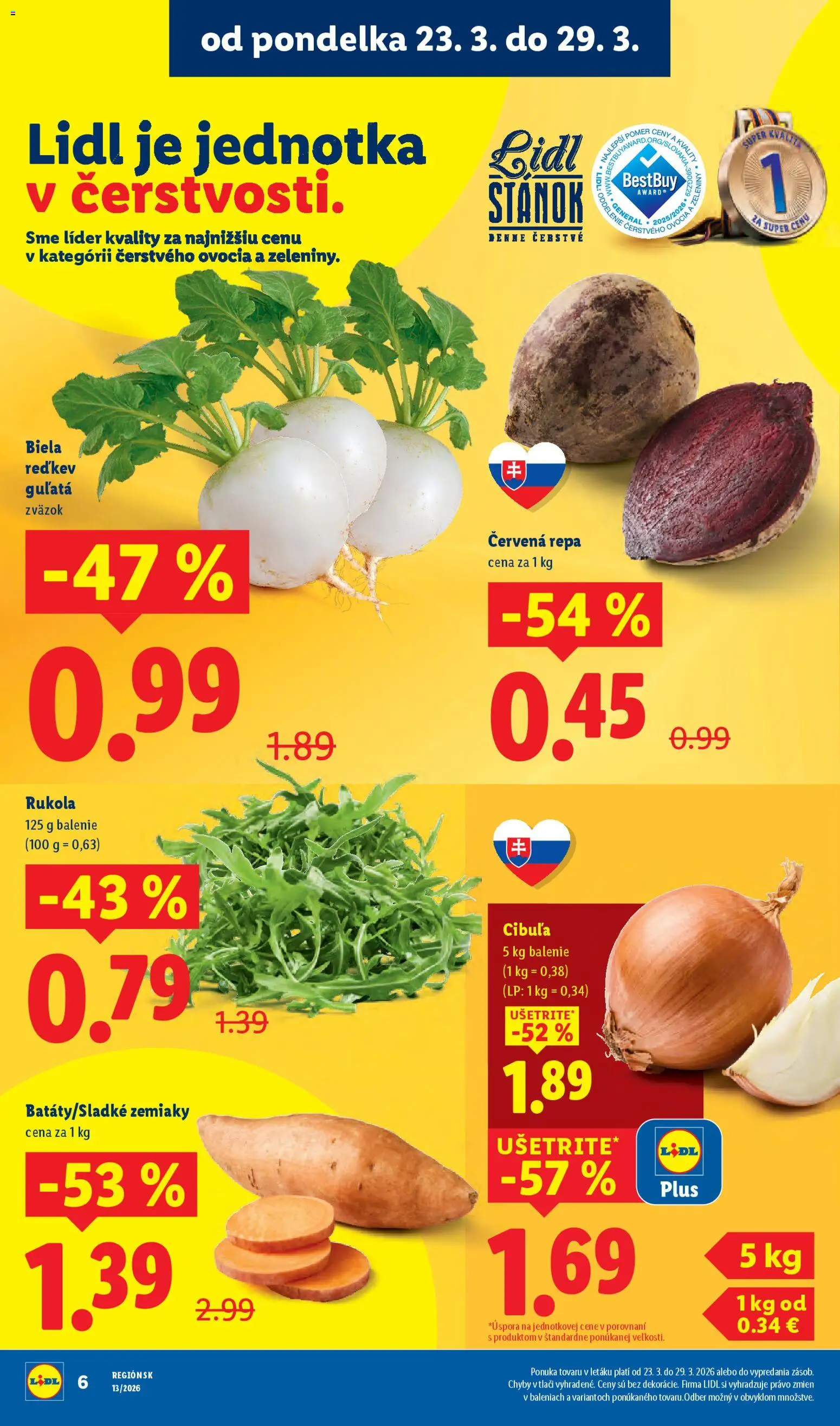 Nové Lidl akcie – leták je platný od 23.03.2026 | Strana: 8 | Produkty: Zemiaky, Cibuľa, Červená repa