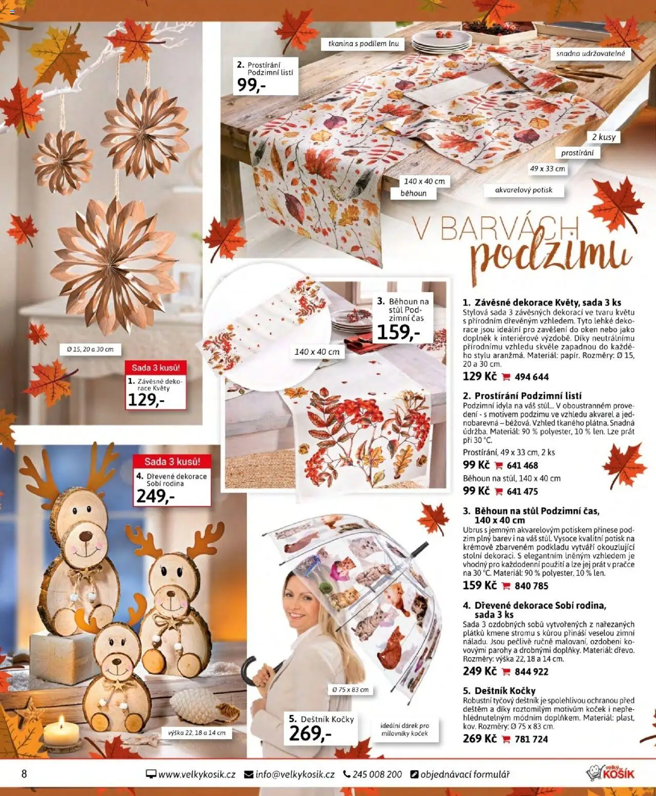 Velký Košík katalog září od 01.09.2025 | Strana: 8 | Produkty: Deštník, Prostírání, Běhoun na stůl, Dekorace