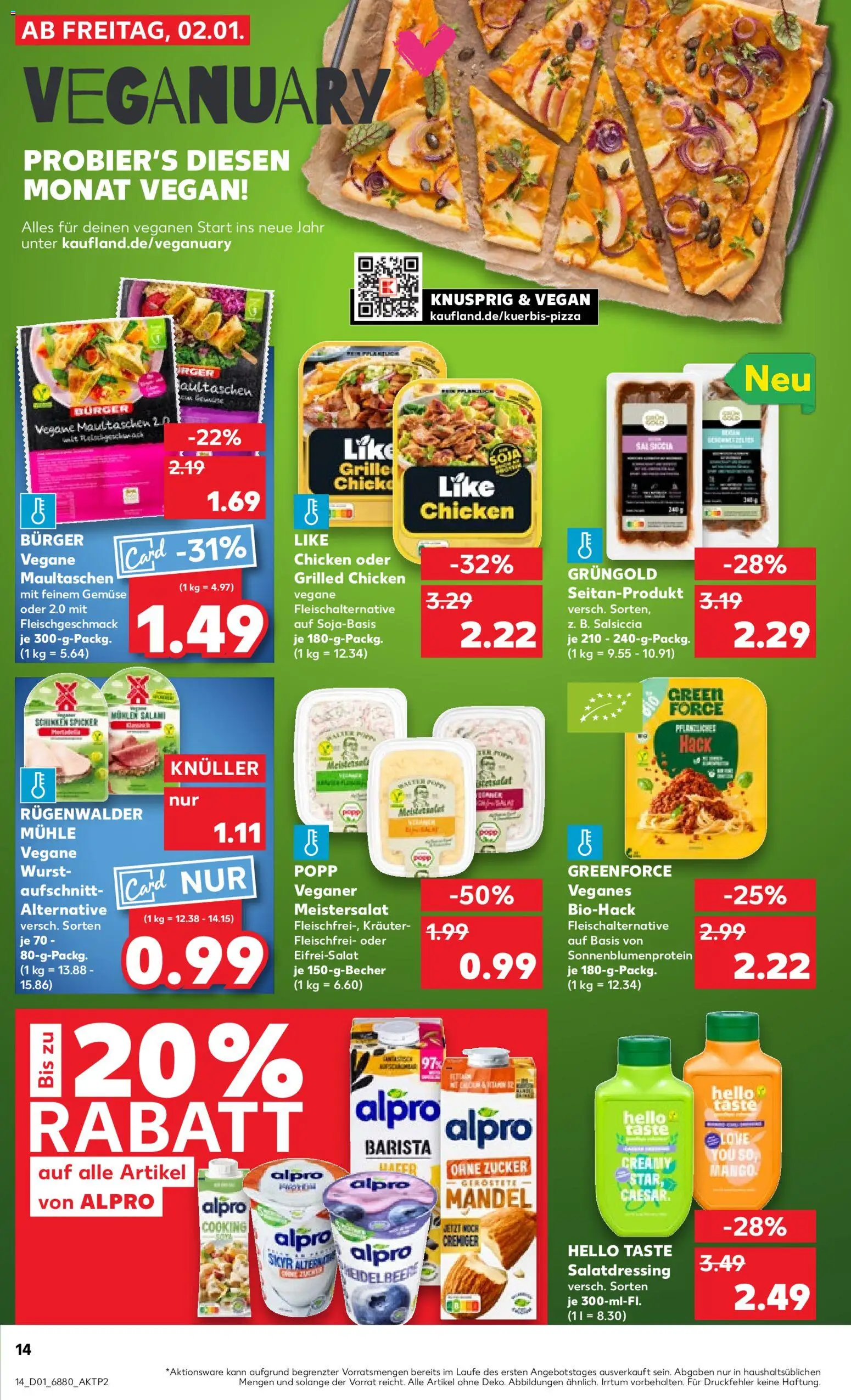 Kaufland prospekt Völklingen	 – gültig ab 02.01.2026 | Seite: 14 | Produkte: Mühle, Skyr, Alpro, Salat