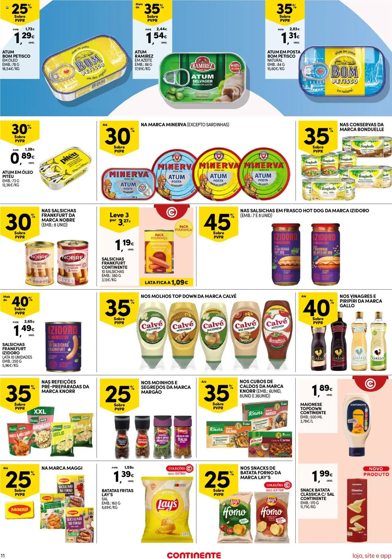 Continente Semanal Continente Bom Dia │ válido de 12.08.2025 | Página: 11 | Produtos: Atum, Forno, Sal, Batatas fritas