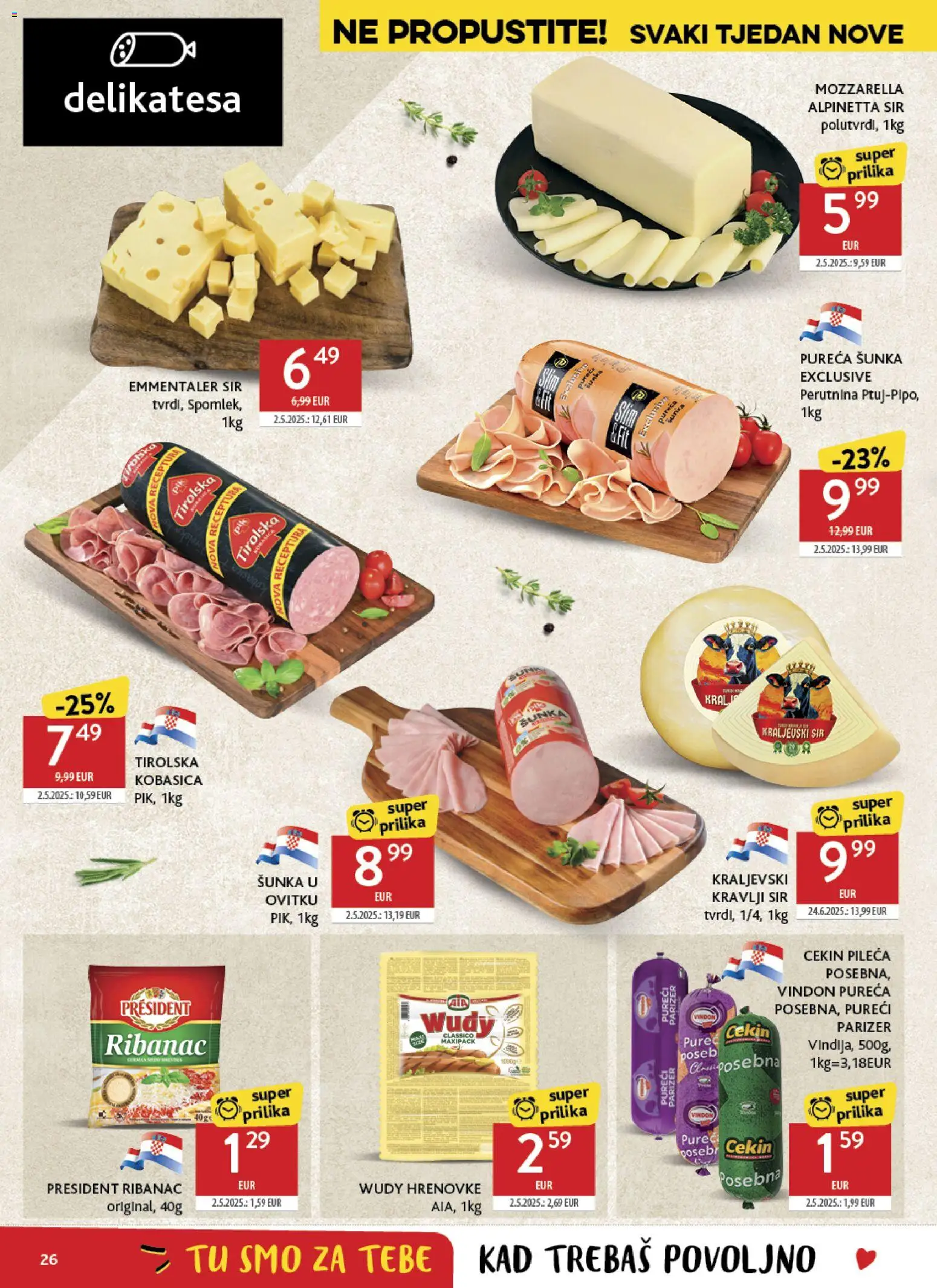 Konzum katalog | vrijedi od 28.01.2026 | Stranica: 26 | Proizvodi: Mozzarella, Sir, Kobasica, Pasta