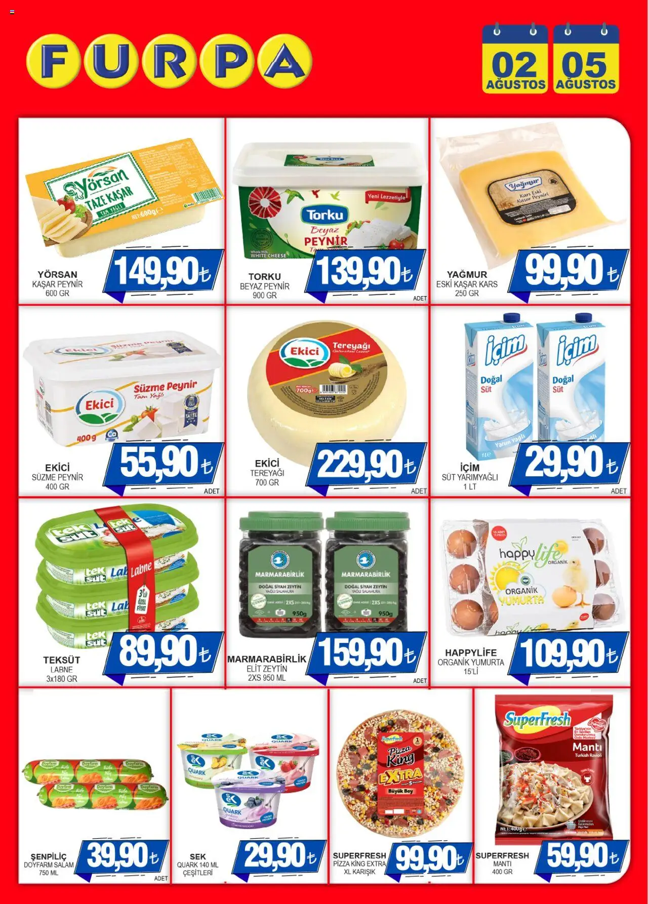 Furpa Katalog - 02.08.2025 tarihinden itibaren geçerlidir | Sayfa: 3 | Ürünler: Süt, Yumurta, Salam, Süzme peynir