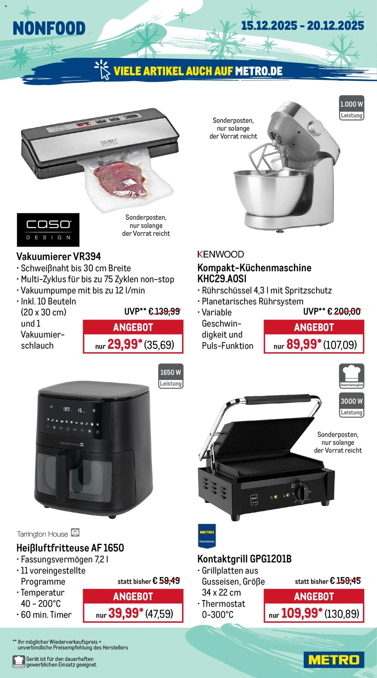 Metro Prospekt 	 – gültig ab 15.12.2025 | Seite: 22 | Produkte: Vakuumierer, Heißluftfritteuse